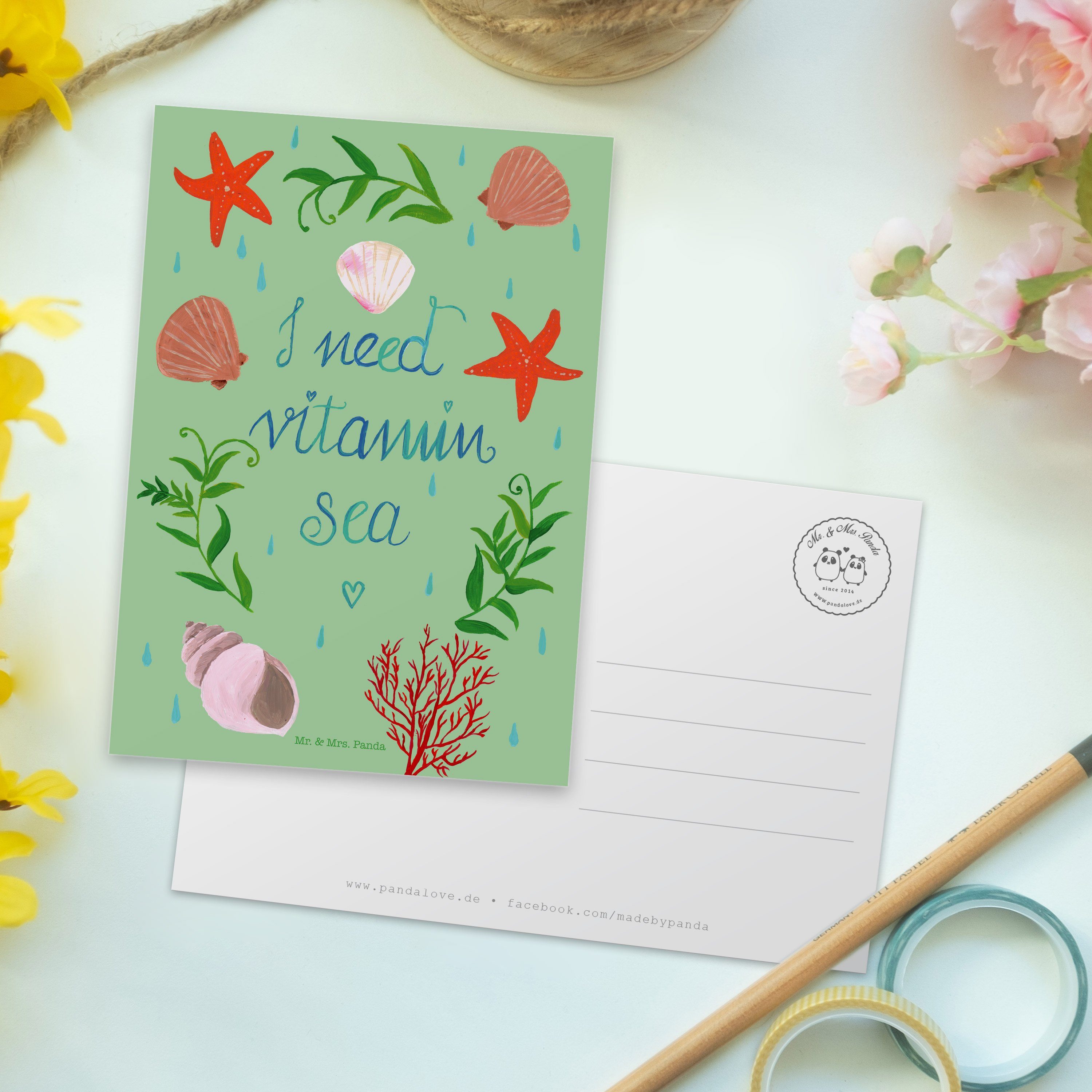 Mr. Sea Was Geschenk, & - Postkarte Geschenkkarte, Mrs. Frühlings Deko, Panda Vitamin Grußkarte,