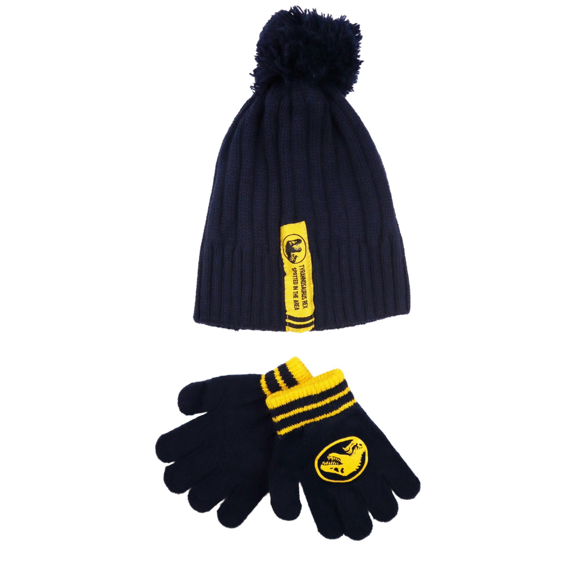 Jurassic World Bommelmütze Jurassic World Dino Jungen Kinder Wintermütze plus Handschuhe Gr. 52 bis 54