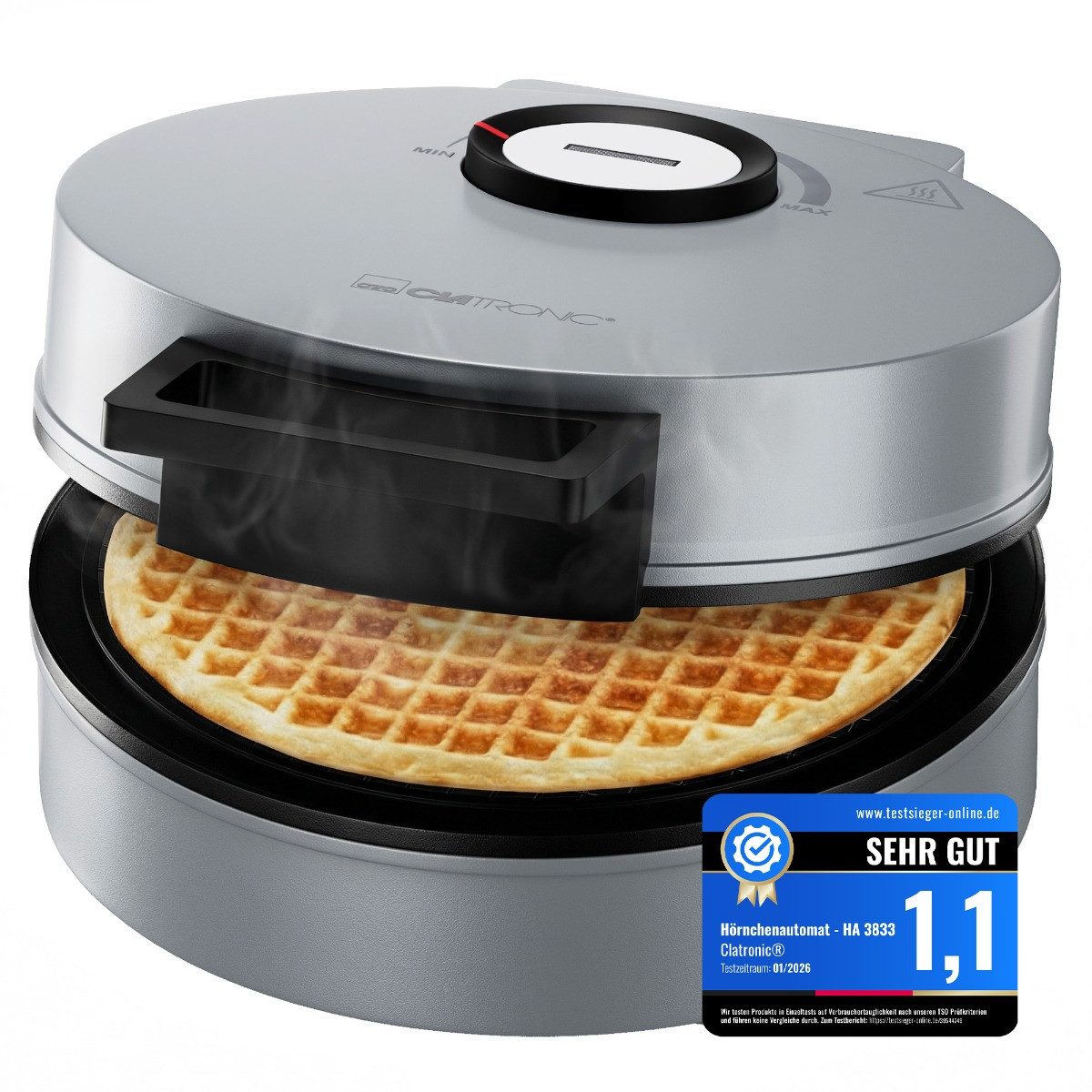 CLATRONIC Waffeleisen HA 3833, Hörncheneisen, Antihaft, inkl. Kegel