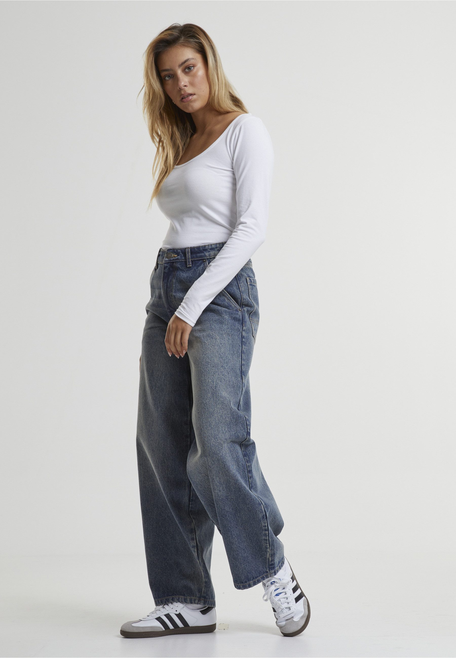 URBAN CLASSICS Bequeme Jeans Urban Classics Ladies Tapered Baggy Jeans
