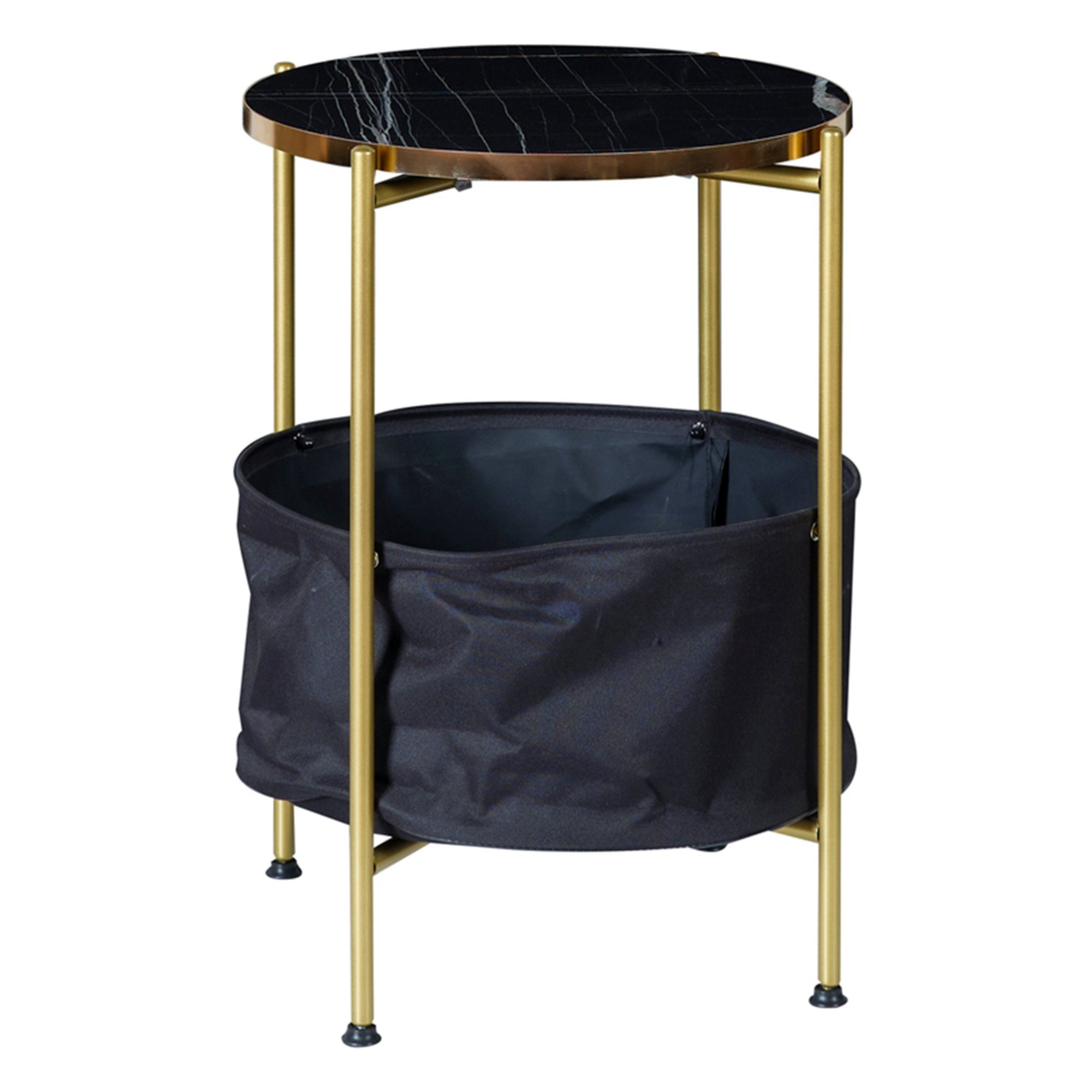 en.casa Beistelltisch, »Suonenjoki« Kaffetisch 59x47cm Marmor Schwarz/Gold