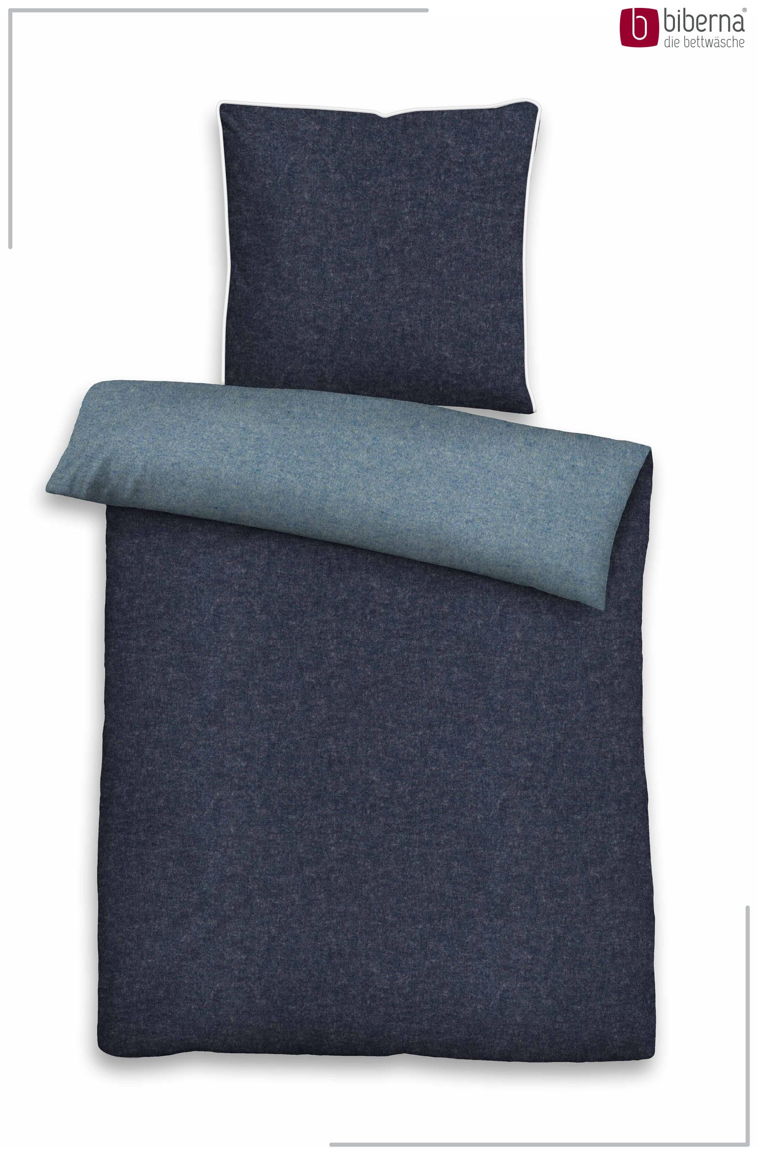 Biberna Wendebettwäsche 0840500 HERMAL Premium Biber Melange-Flanell Bettwäsche 100% Baumwolle, Flanell, 2 teilig, Biber, wärmend & weich, Reißverschluss, ab Gr – Bild 2 von 5
