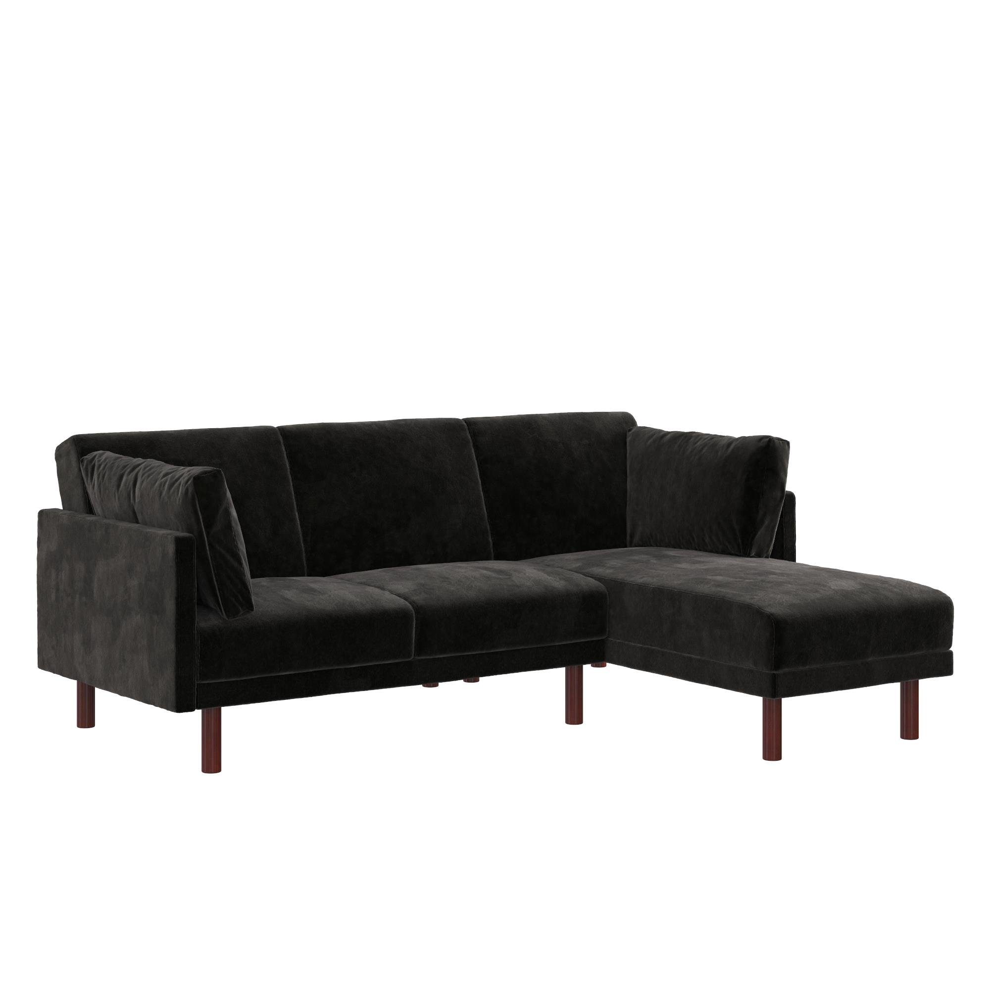 loft24 Schlafsofa Clair, Sofa mit Recamiere, Breite 205 cm, Samtoptik