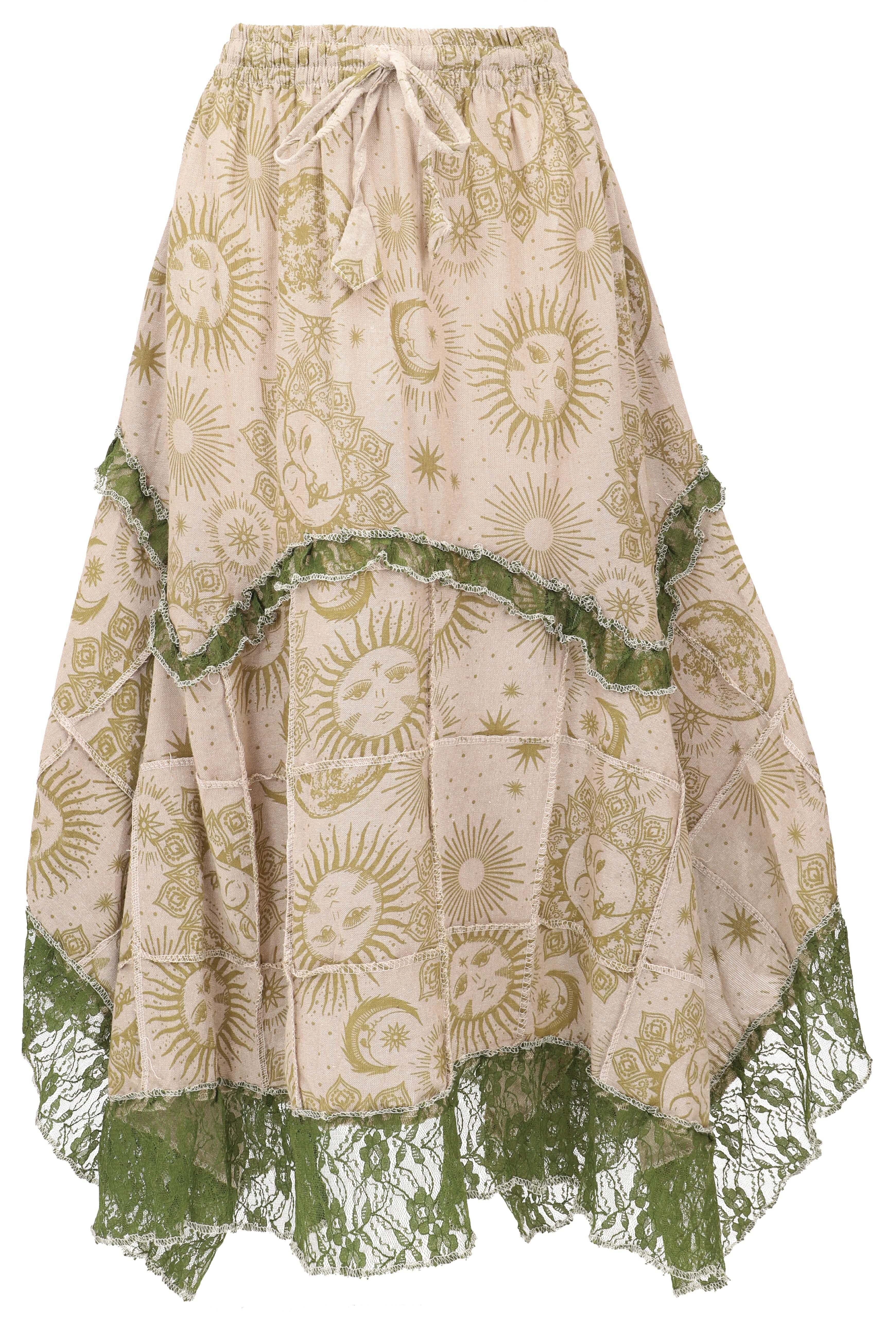 Guru-Shop Minirock Langer Boho Patchwork Zipfelrock Maxirock mit.. alternat günstig online kaufen