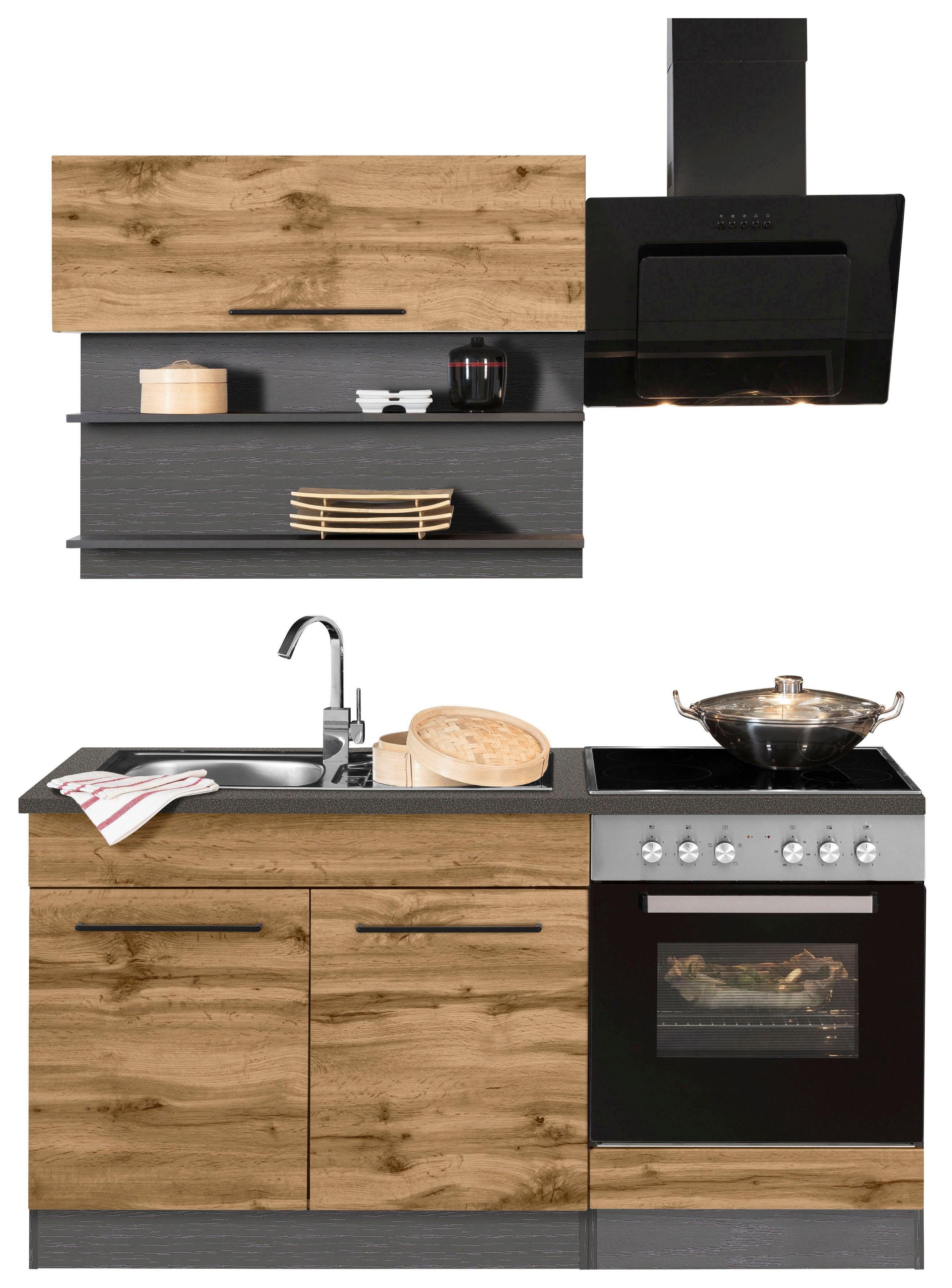 KOCHSTATION Küchenzeile "KS-Tulsa" mit E-Geräten, Breite 160 cm, schwarze M günstig online kaufen