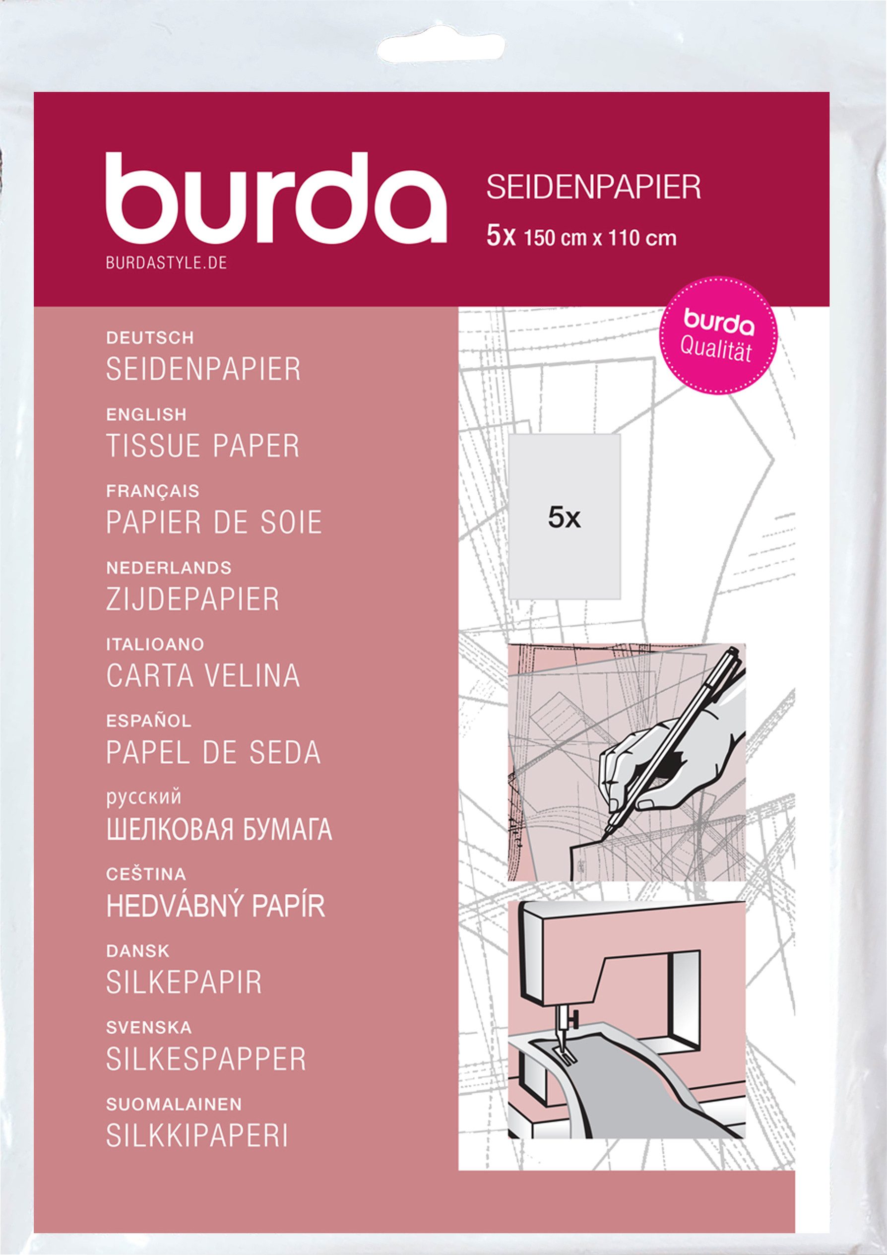 burda style Kreativset Schnittmusterpapier, 5 Stück