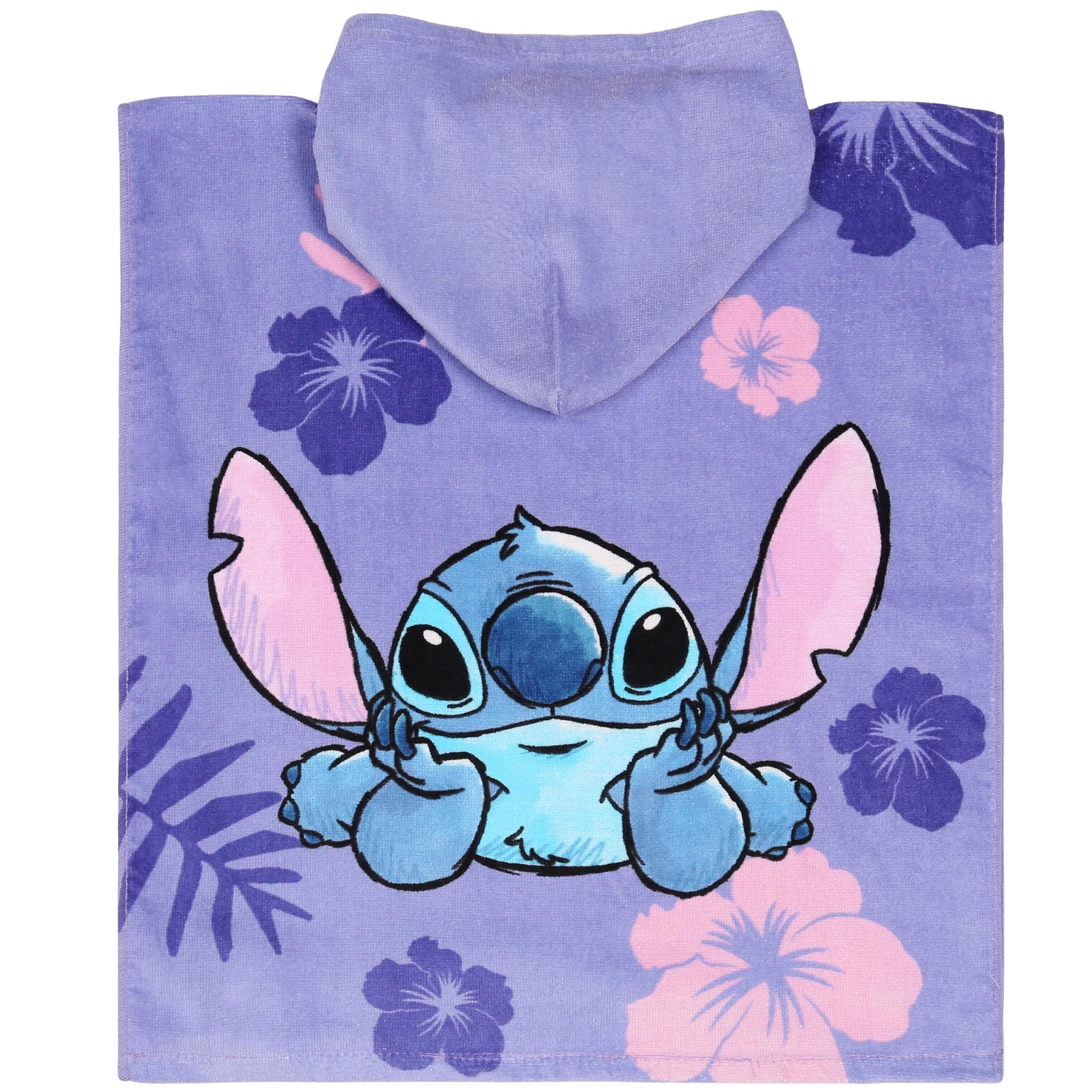 Disney Badetücher Disney Stitch Kinder-Badeponcho mit Kapuze, Strandponcho aus Baumwolle