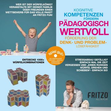 FRITZO Spiel, FRITZO CUBE Two Blocks Gesellschaftsspiel für Erwachsene & Kinder, Made in Europe