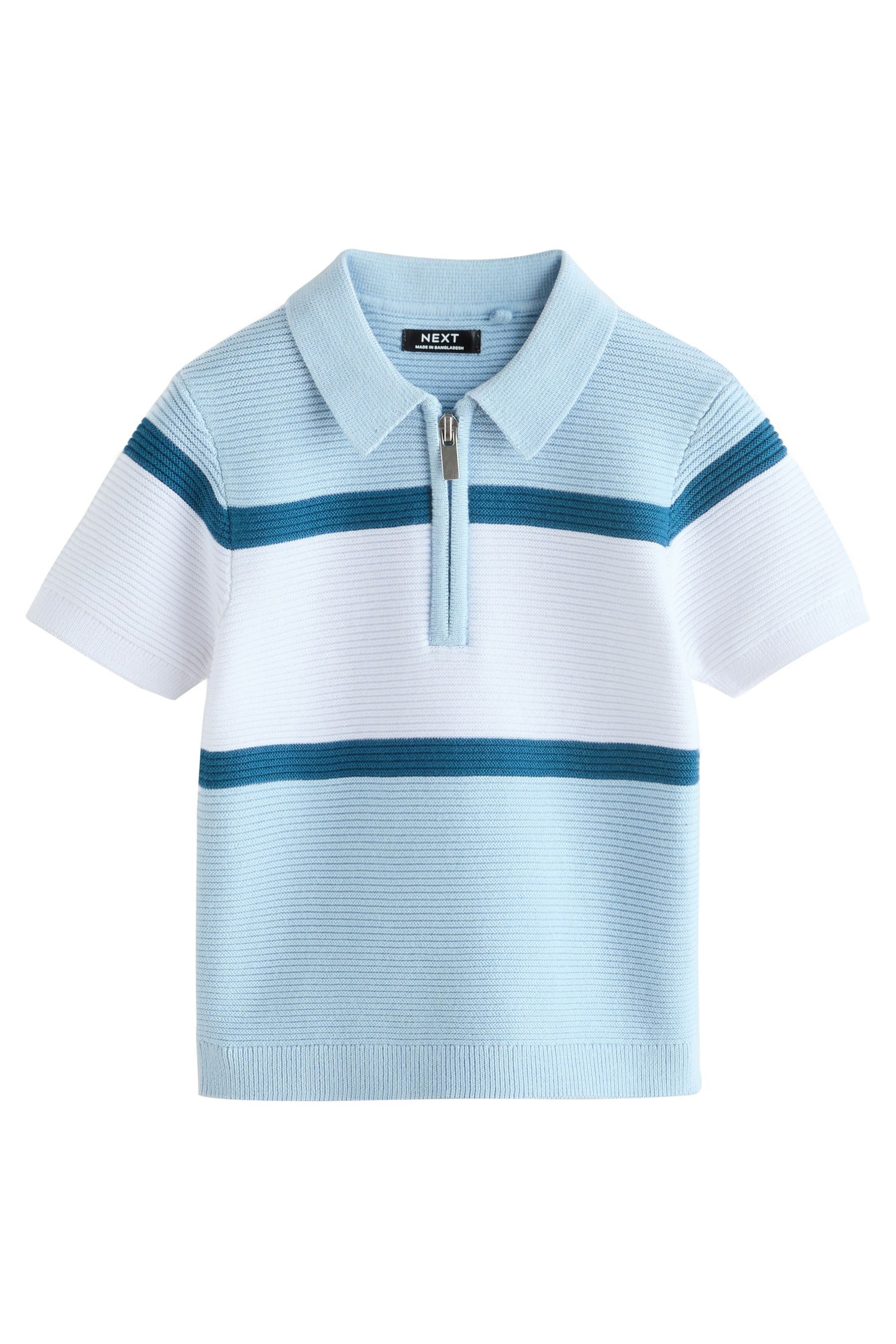 Next Polokragenpullover Strick-Poloshirt mit RV-Kragen + Farbblock-Design (1-tlg)