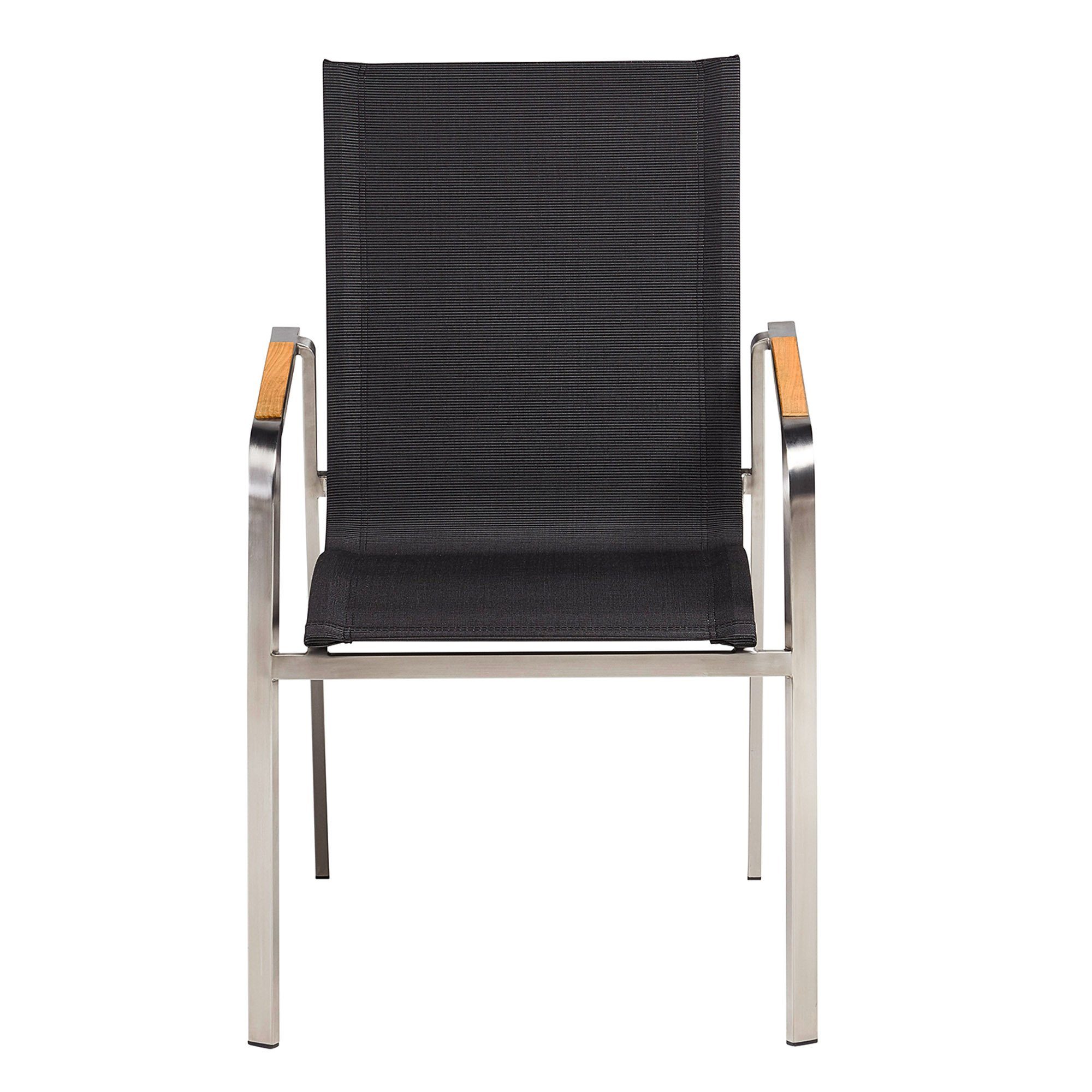 KETTLER Gartenlounge-Sessel Kettler Edelstahl Diamond Stapelsessel Garten Teak Armlehne