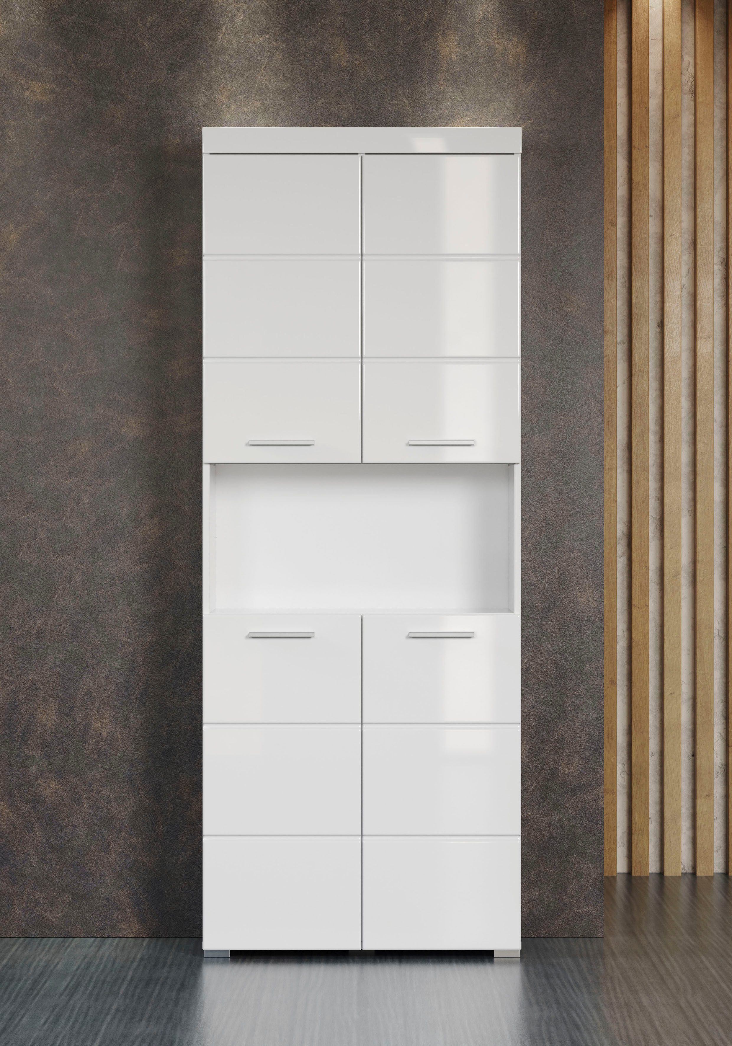 welltime Hochschrank Avena Badschrank 4-türig mit o. Fach und 4 Einlegeböden - B/T/H 73/31/190 cm