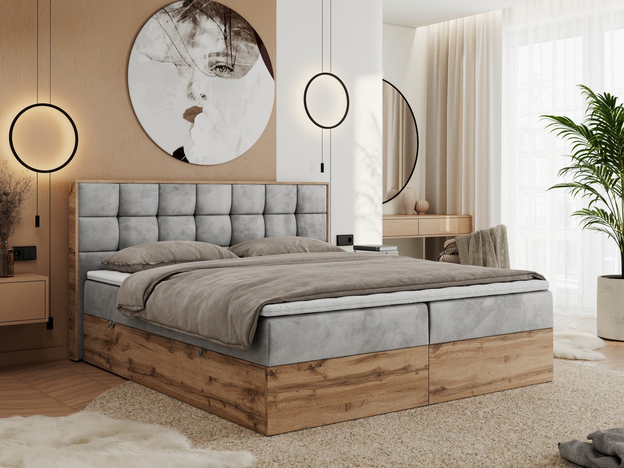 MKS MÖBEL Boxspringbett ALBERO 1 (Set, Packung, Topper T25/Visco, Stauraum, günstig online kaufen