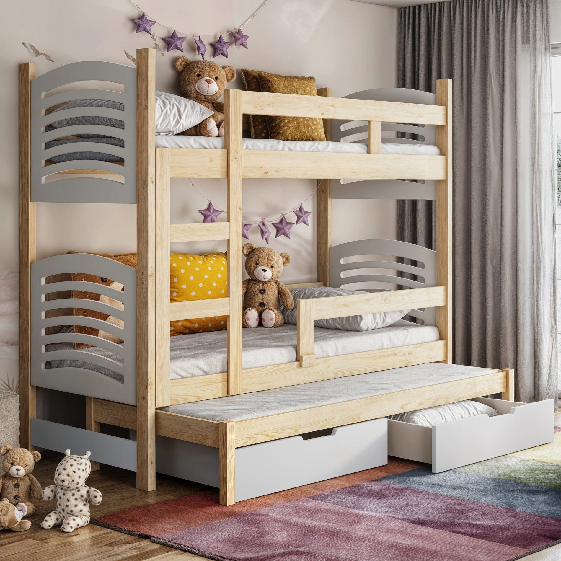 Selsey Etagenbett CAMI, Etagenbett mit 1 Matratze & Schubladen