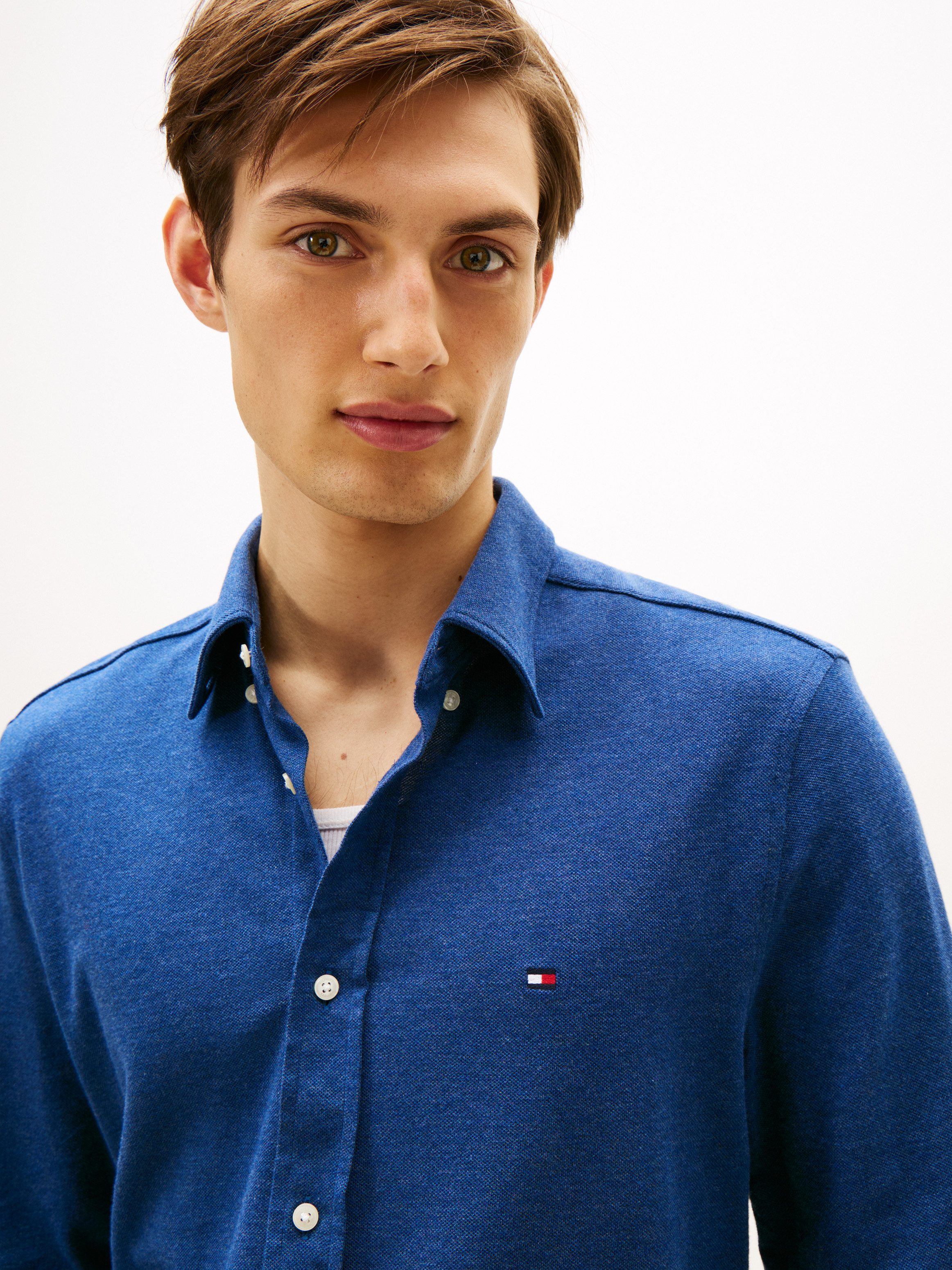 Tommy Hilfiger Langarmhemd KNIT PIQUE FEATHERWEIGHT