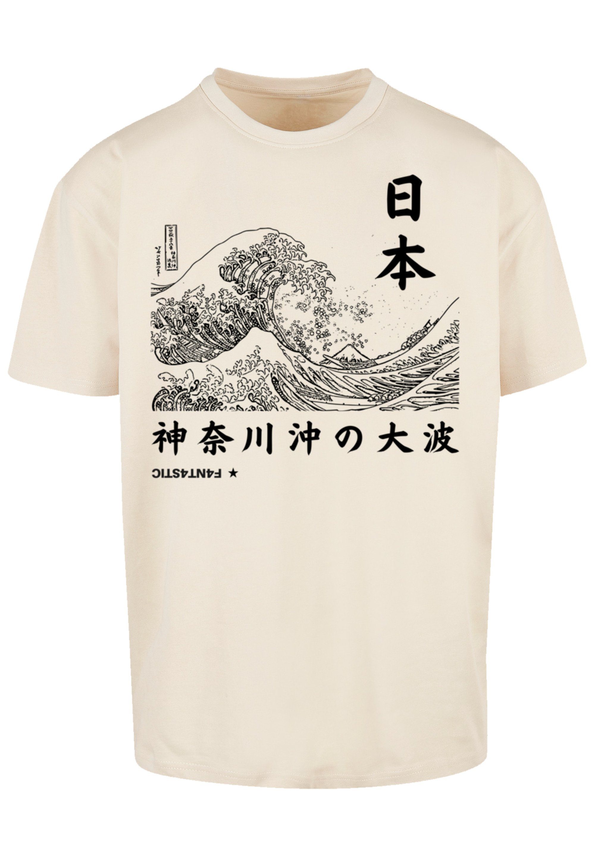 T-Shirt F4NT4STIC Japan Kanagawa Print Welle sand