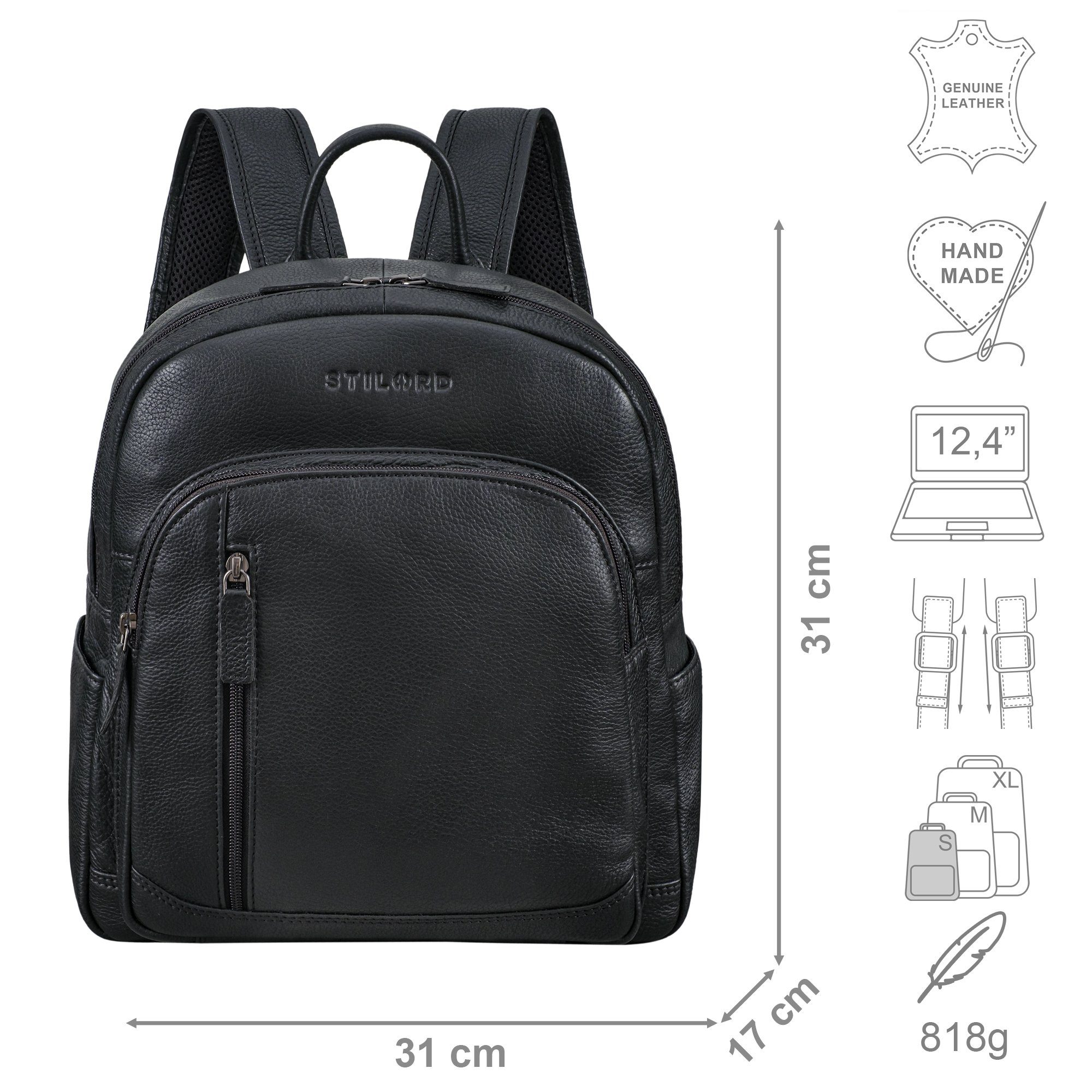 STILORD Cityrucksack "Bente" Handlicher Rucksack Damen Leder