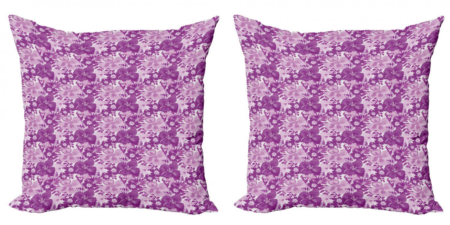 Jahrgang Kissenbezüge Modern Blumenmuster (2 Lila-Töne Accent Digitaldruck, Abakuhaus Doppelseitiger Stück),