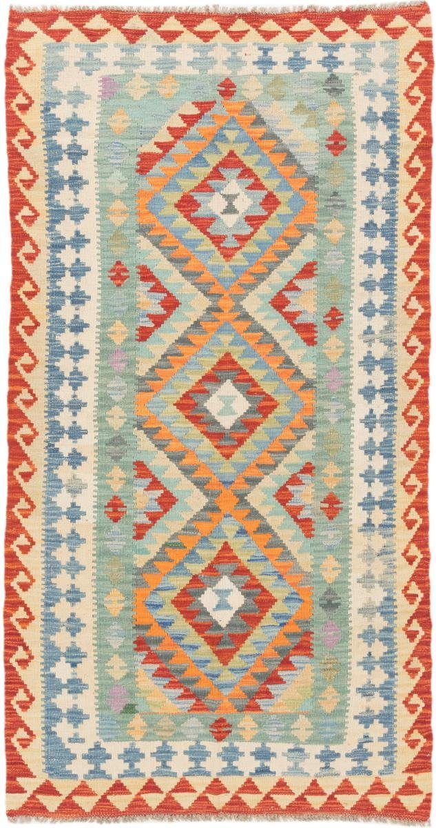 Orientteppich Kelim Afghan 104x192 Handgewebter Orientteppich Läufer, Nain Trading, rechteckig, Höhe: 3 mm