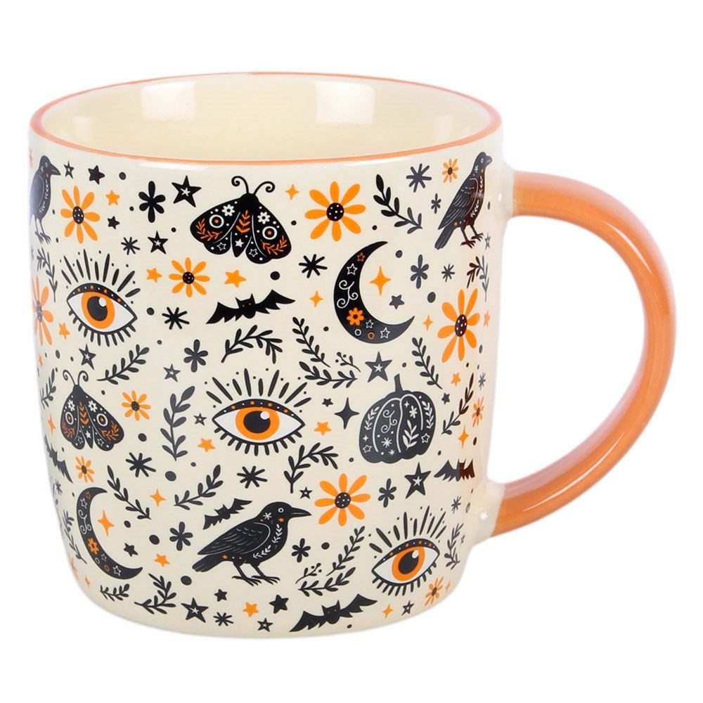 Something Different Tasse Frightful Folk Tasse Halloween – Krähe, Mond & Auge - Gothic Vintage