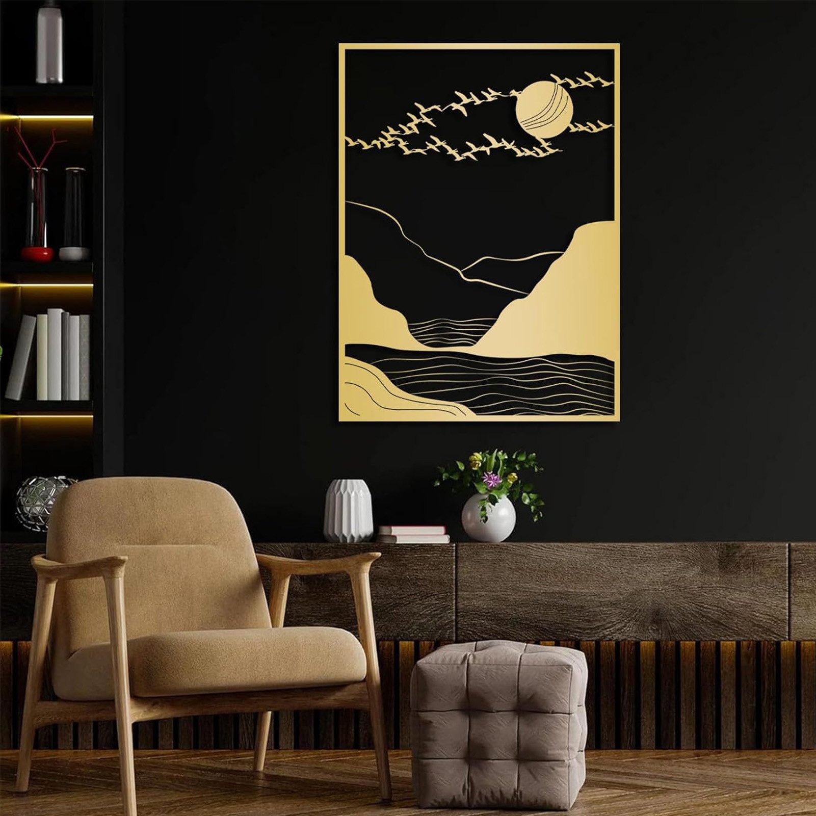 Jumpeak Wanddekoobjekt Bergwald Metall Kunst Wanddekoration, günstig online kaufen