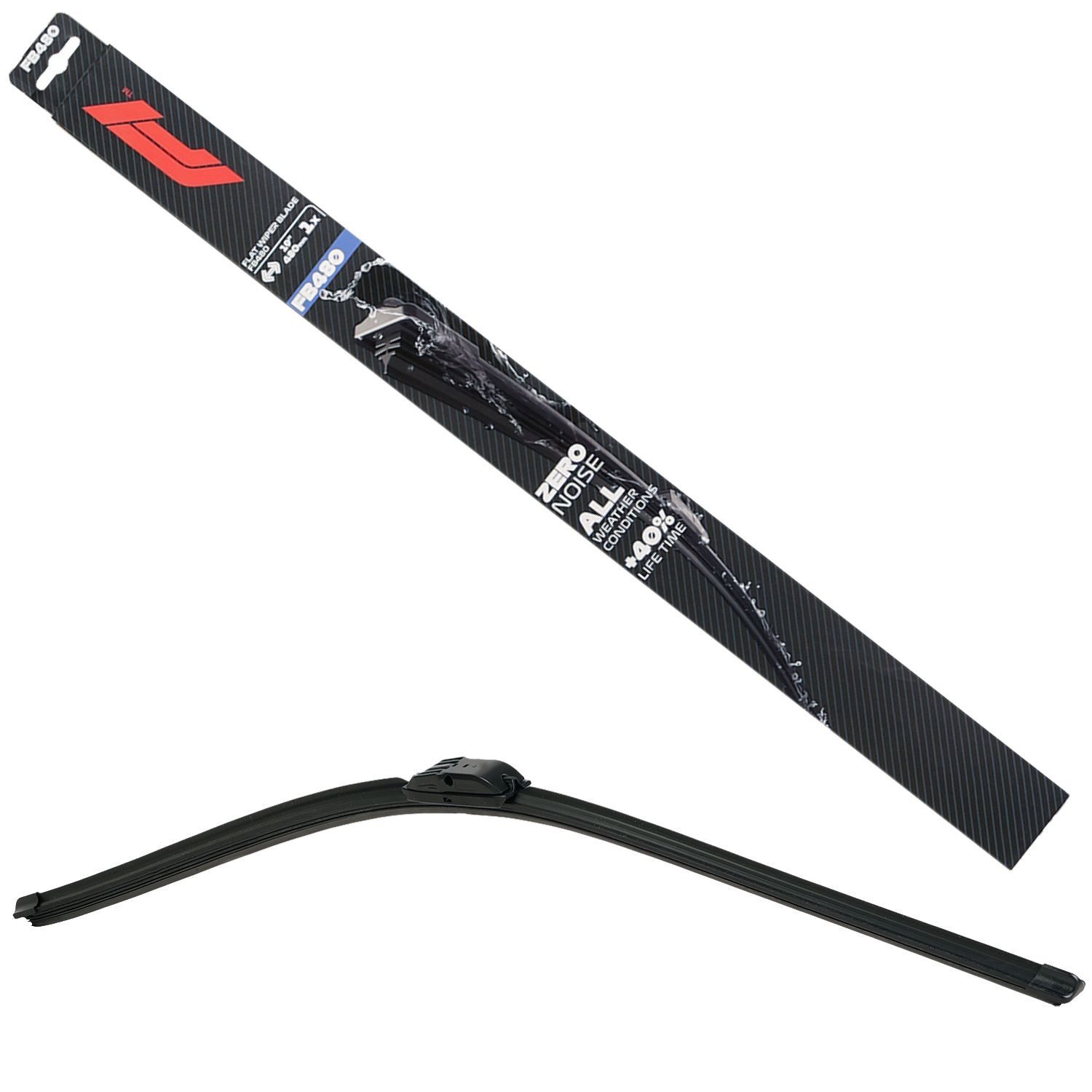 Formula 1 Scheibenwischblätter F1 FB480 Wischerblatt 480mm Scheibenwischer, vorne, (Packung), 19" Flachbalkenwischer Spoiler Multi Adapter-System Fahrer Beifahrer