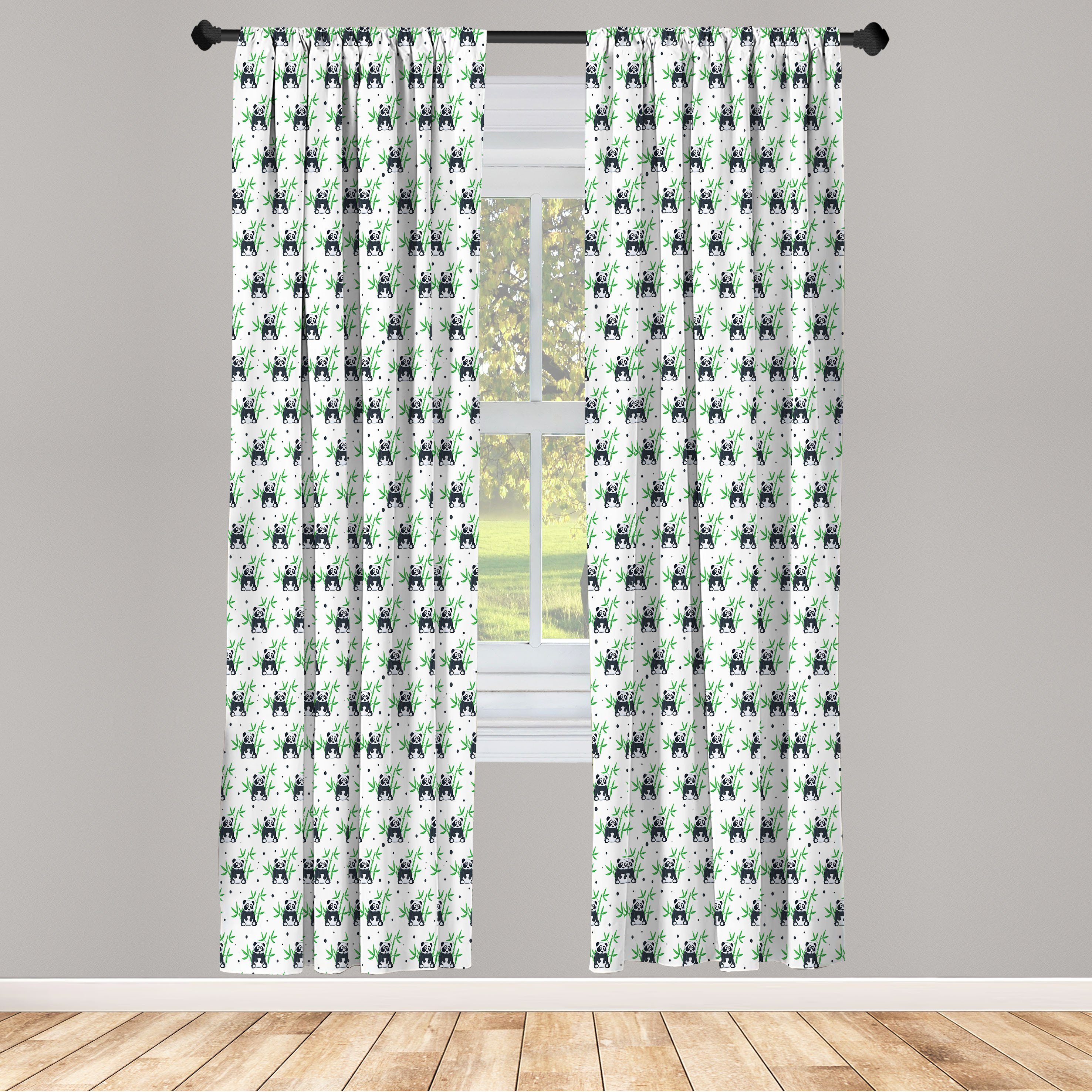 Gardine Vorhang für Wohnzimmer Schlafzimmer Dekor, Abakuhaus, Microfaser, asiatisch Wilde Bambusse Zoo Natur