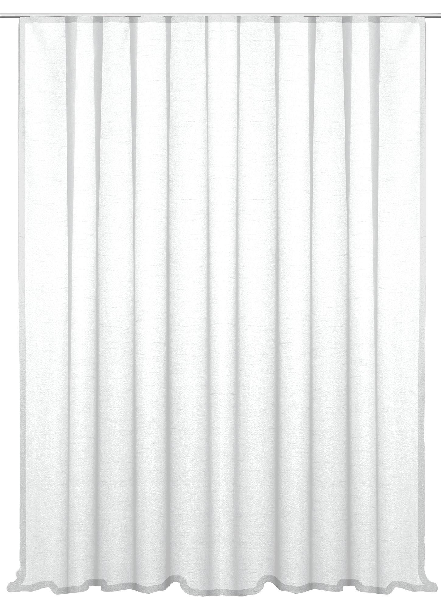 Gardine Vorhang Kräuselband 300x245 cm Seidenglanz halbtransparent Gardine, Haus und Deko, Kräuselband (1 St), halbtransparent, Polyester Weiß