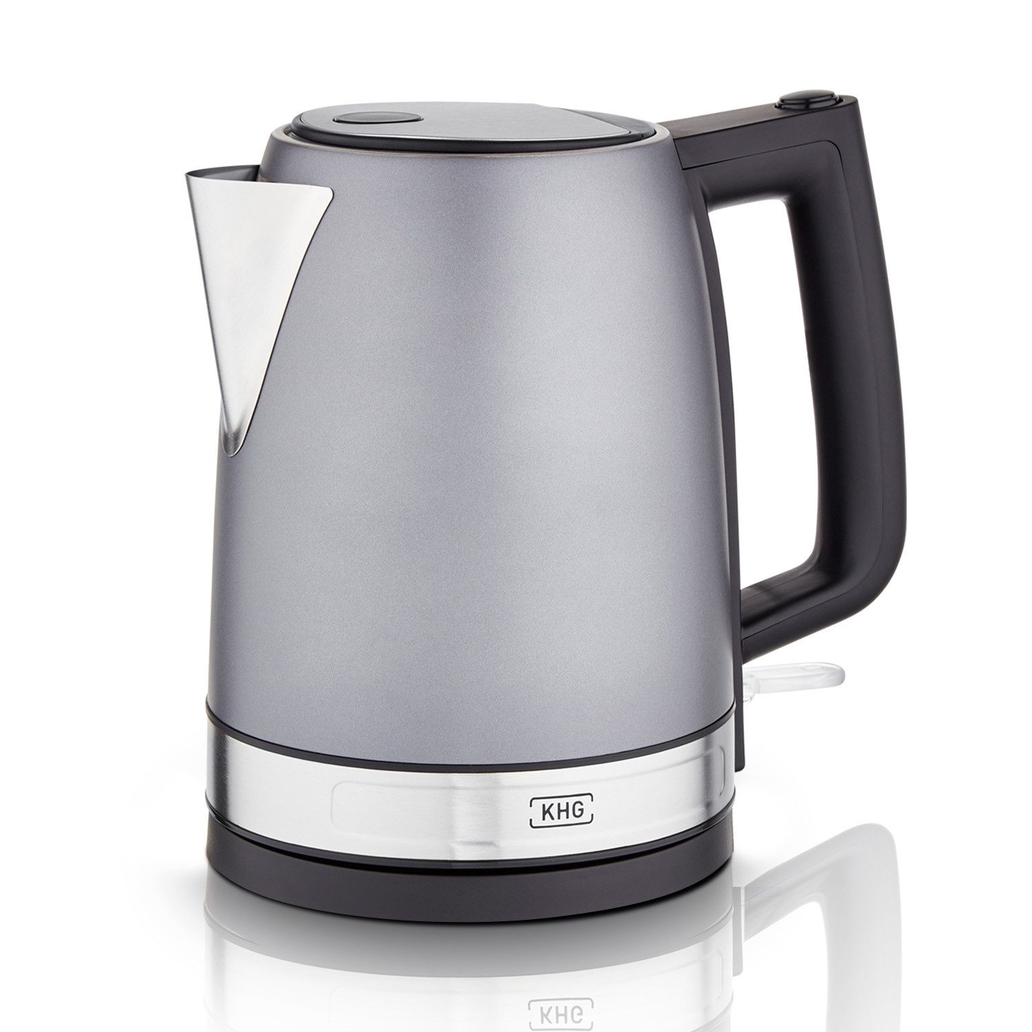 KHG Wasserkocher WK-1701 GE in grau aus Edelstahl, 1,7 Liter Fassvermögen, 1.7 l