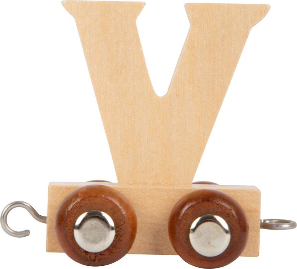 Small Foot Spielzeug-Zug Buchstabenzug Namenszug Buchstabe V natur, Holz, (Set, 1-tlg., 1), Einzigartiges Design, Made in Germany