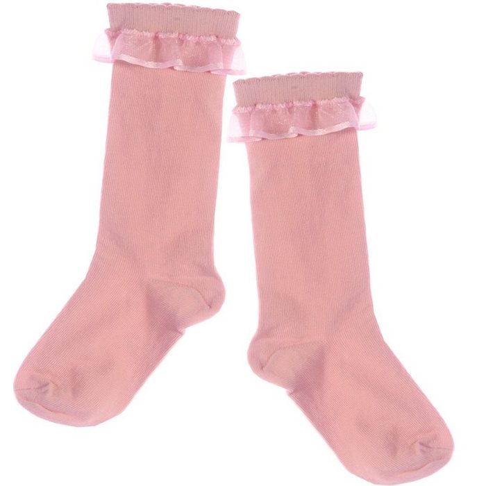 La Bortini Kniestrümpfe Kniestrümpfe Socken für Baby und Kinder Strümpfe mit Rüschen ab 2 bis 12 Jahre festlich