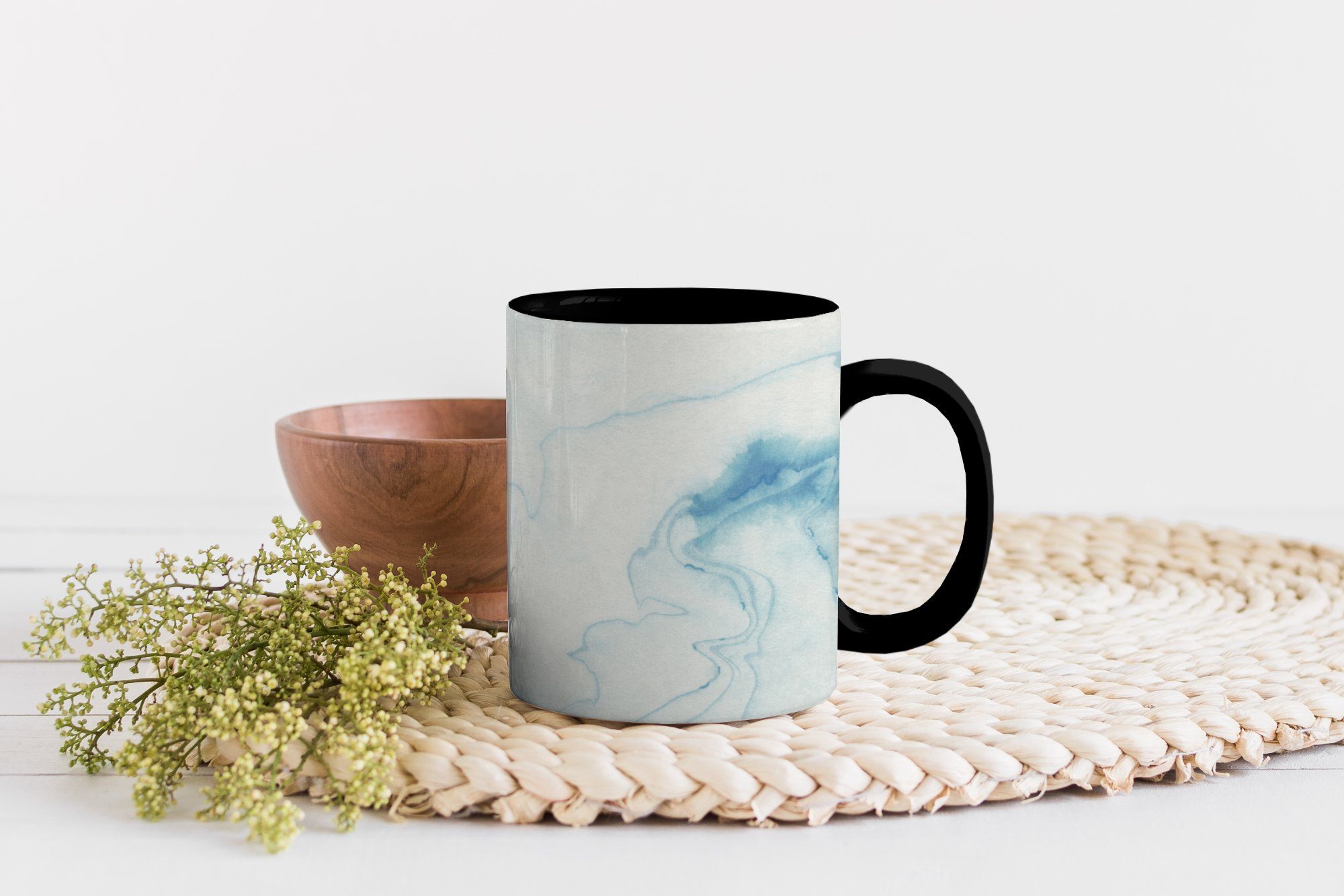 Marmor Tasse Kaffeetassen, Zaubertasse, - - Weiß Teetasse, Keramik, Linie, MuchoWow Geschenk Farbwechsel,