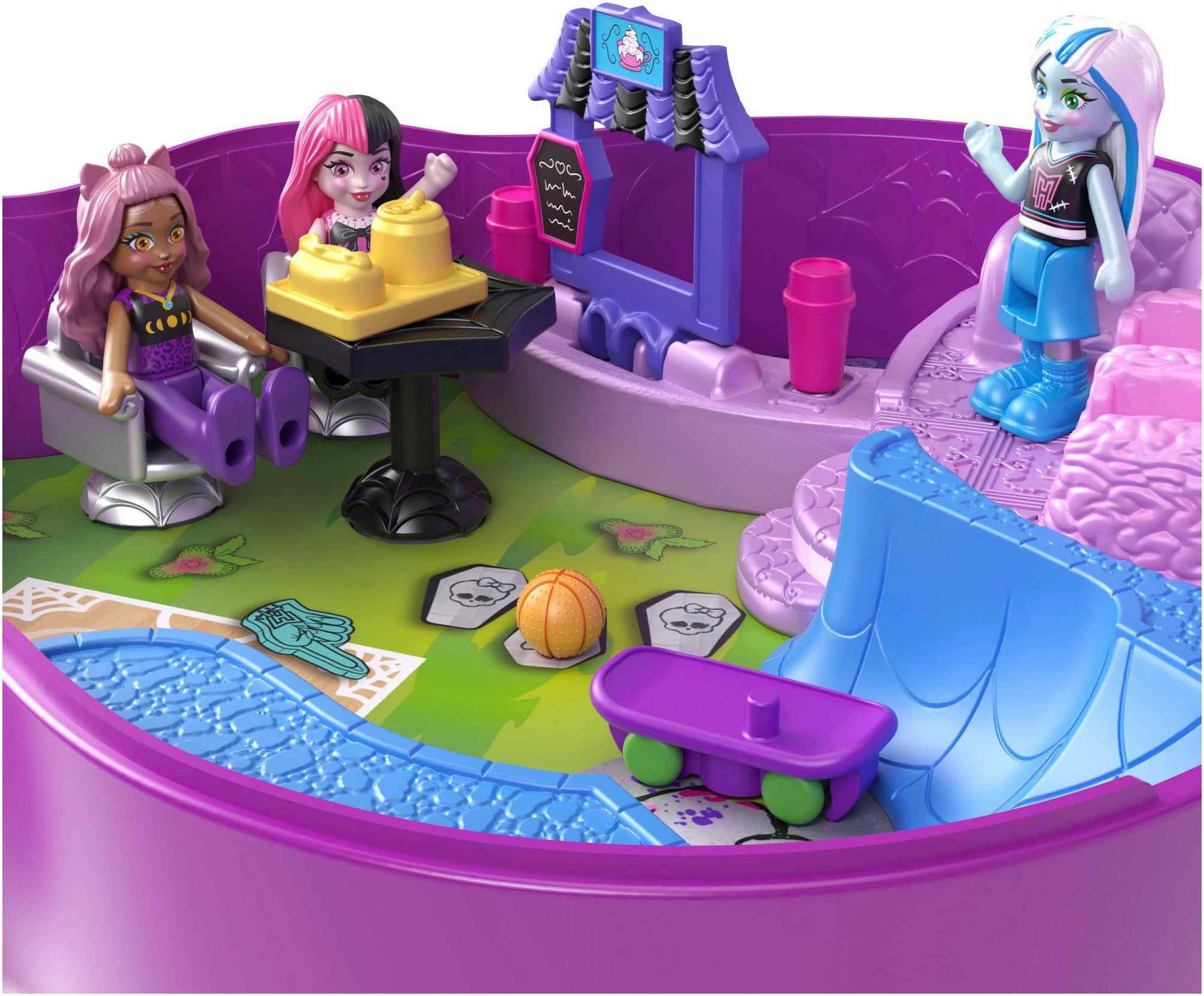 Polly Pocket Spielwelt Monster High Schatulle, mit 3 kleinen Puppen
