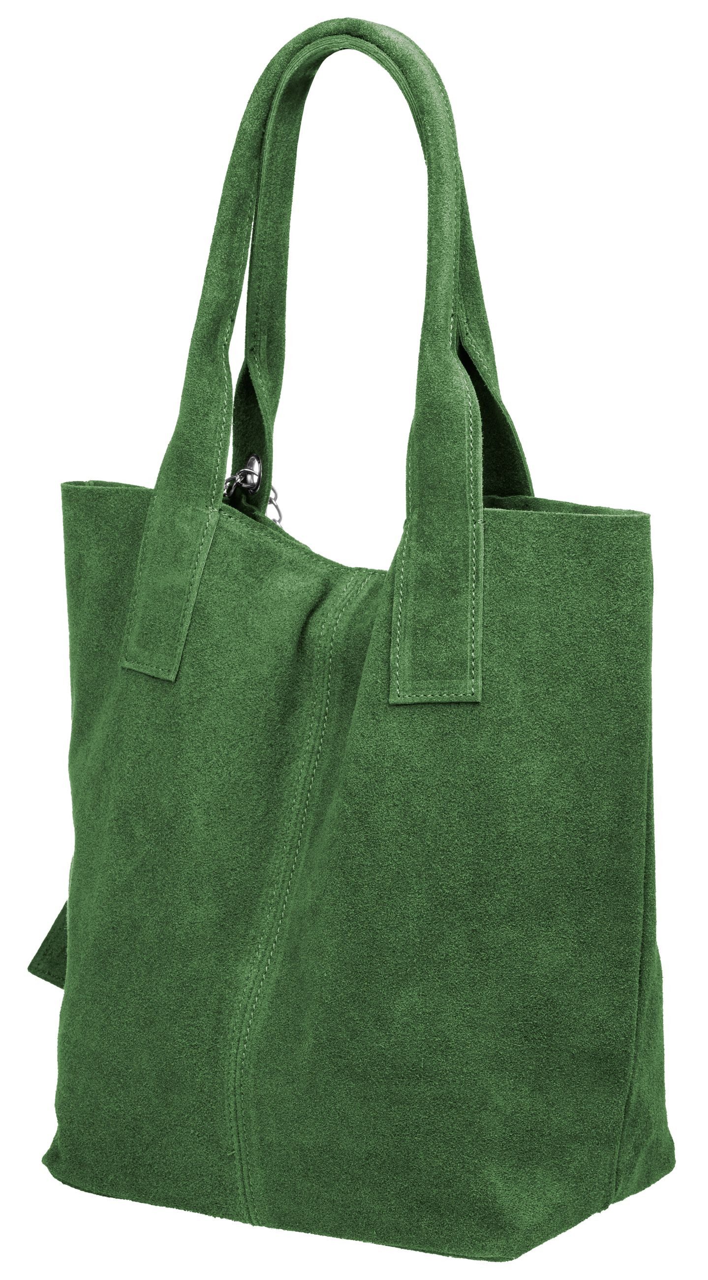 Caspar Schultertasche große Wildleder Shopper Damen Tasche - CLASSIC LINE - Modell No.828, 100% italienisches Leder - mit stylischer Metallkette & Zusatztasche