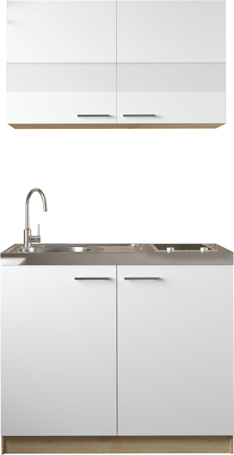 RESPEKTA Pantryküche Merle, Breite 100 cm, Soft-Close, Spülenabdeckung mit Glaskeramikkochfeld