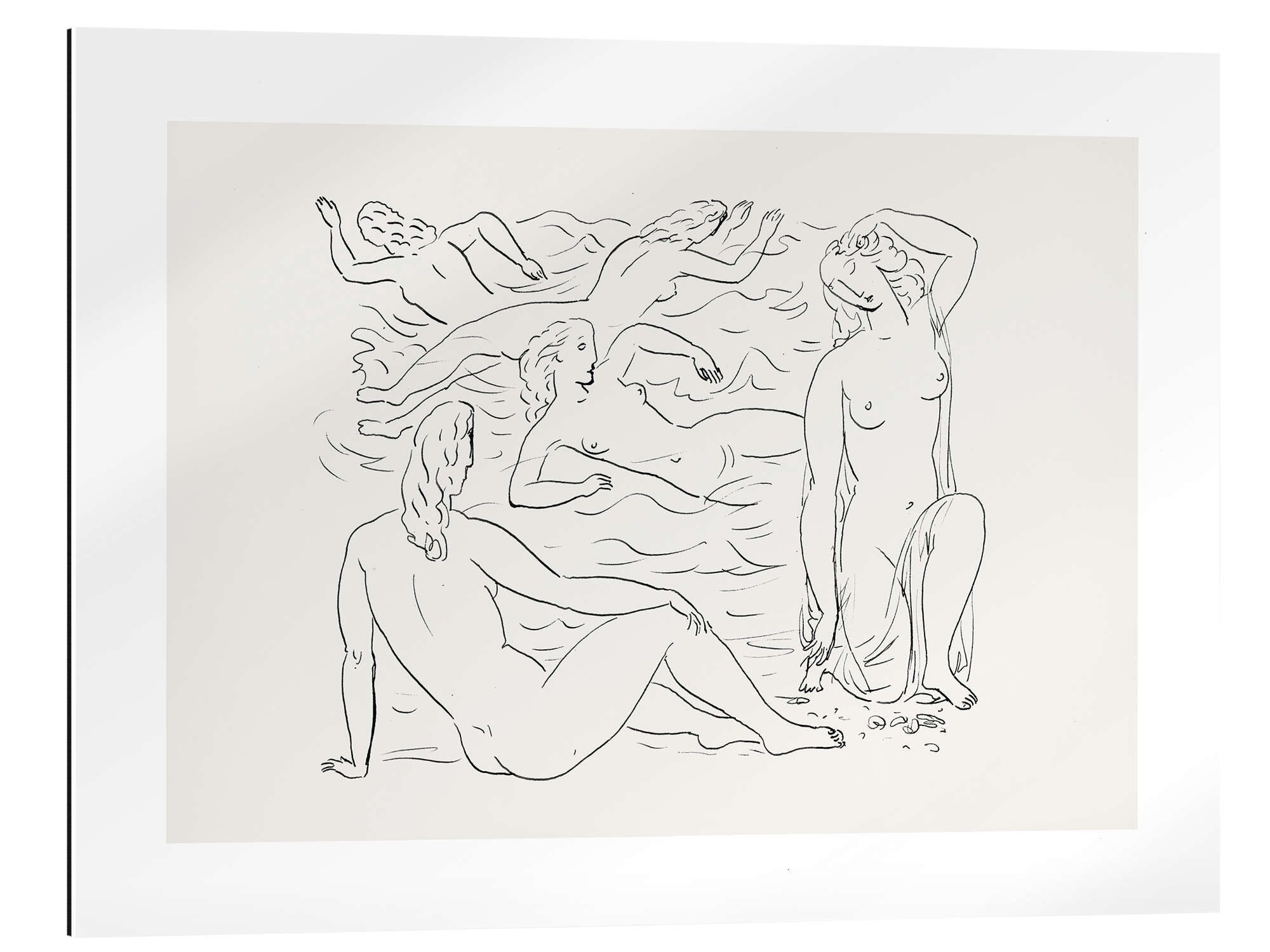 Posterlounge XXL-Wandbild Leo Gestel, Schwimmenden Frauen am Strand, Wohnzimmer Minimalistisch Illustration