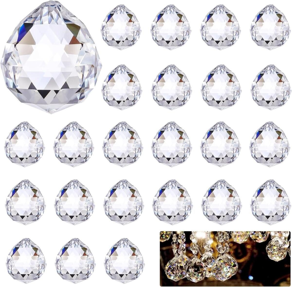 FELIXLEO Dekohänger Kristalle zum Aufhängen 20mm Sonnenfänger für Fenster (24 St)