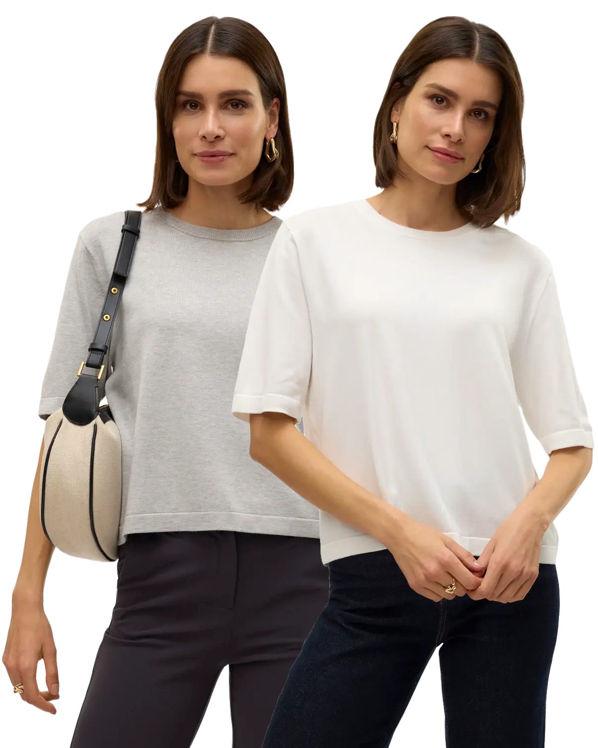 Vero Moda Oversize-Shirt (2er-Pack) Feinstrick kurzarm Pullover