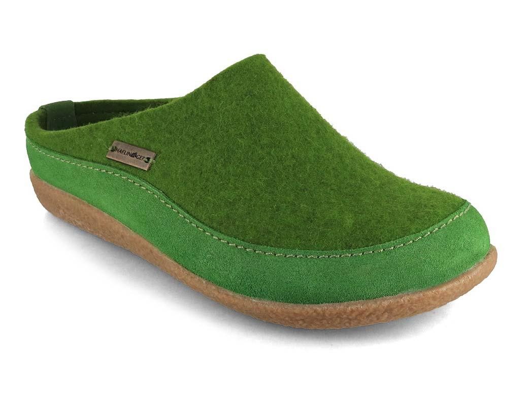Haflinger Blizzard Skane Filzpantoffeln, grasgrün, filzclogs Hausschuh temperaturregulierend