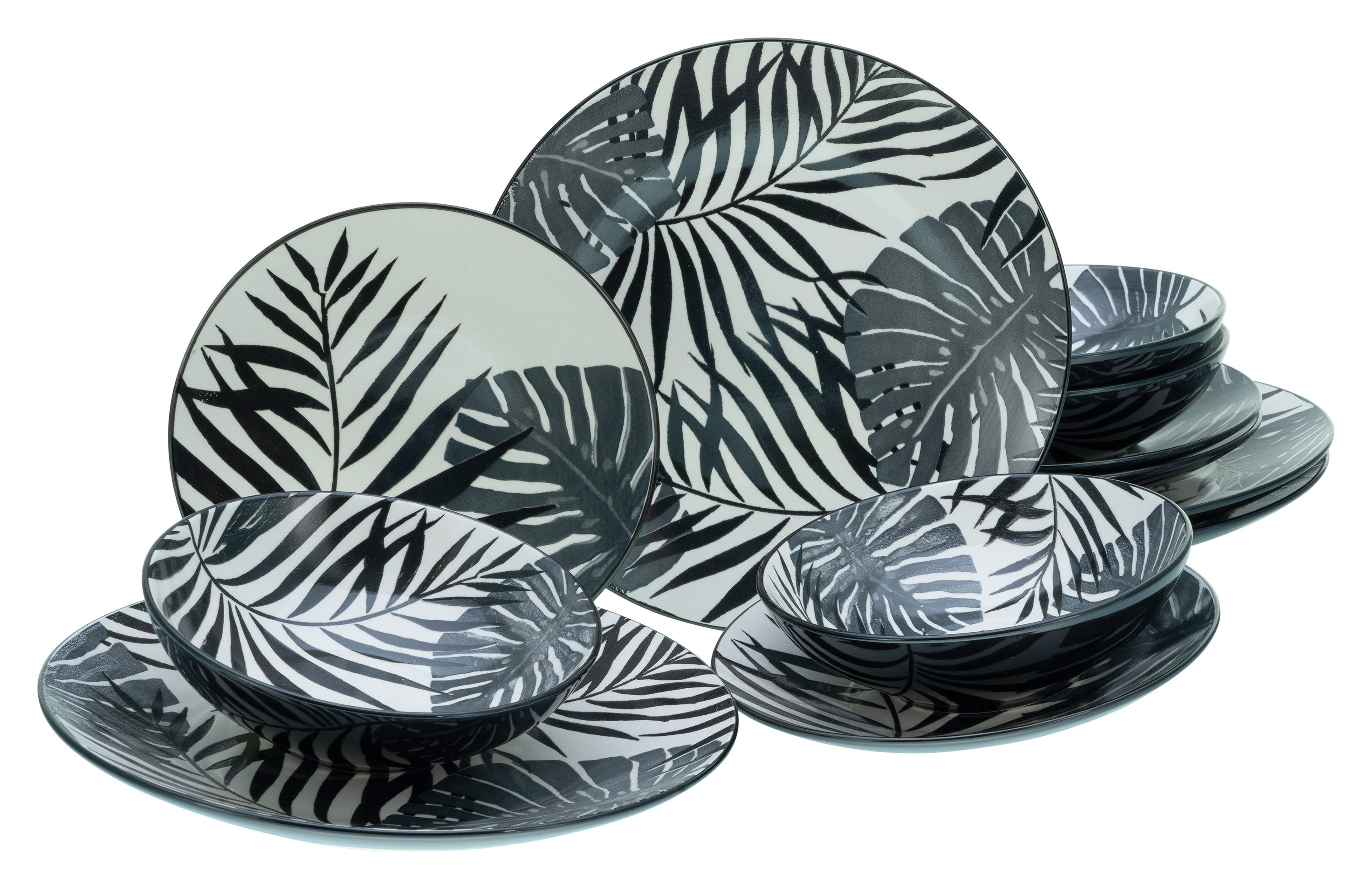 creaTable Tafelservice Tropicana Black (12-tlg), 4 Personen, Steinzeug – Bild 2 von 5