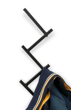 DanDiBo Wandgarderobe Garderobe mit 10 Haken Garderobenhaken Schwarz Kleiderständer 80 cm, auch als Handtuchhalter geeignet