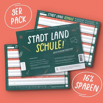 Pihu Spiel, Lernspiel STADT LAND SCHULE (DEUTSCH), Lernspiel für den Deutschunterricht, Klimaneutral gedruckt