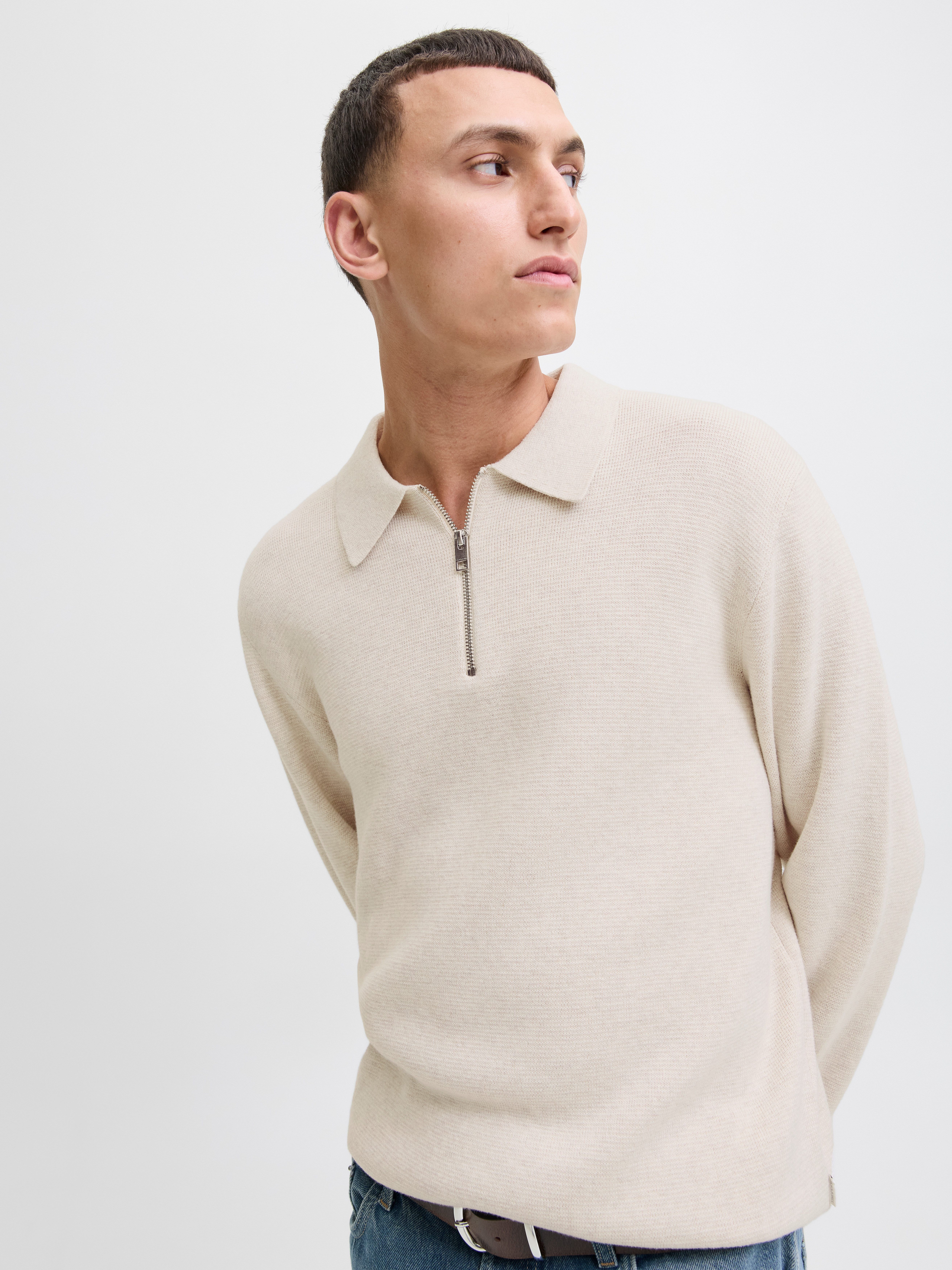 Jack & Jones Polokragenpullover JPRBLAMILANO STITCH KNIT ZIP POLO SN Baumwolle, locker geschnitten – Bild 2 von 5