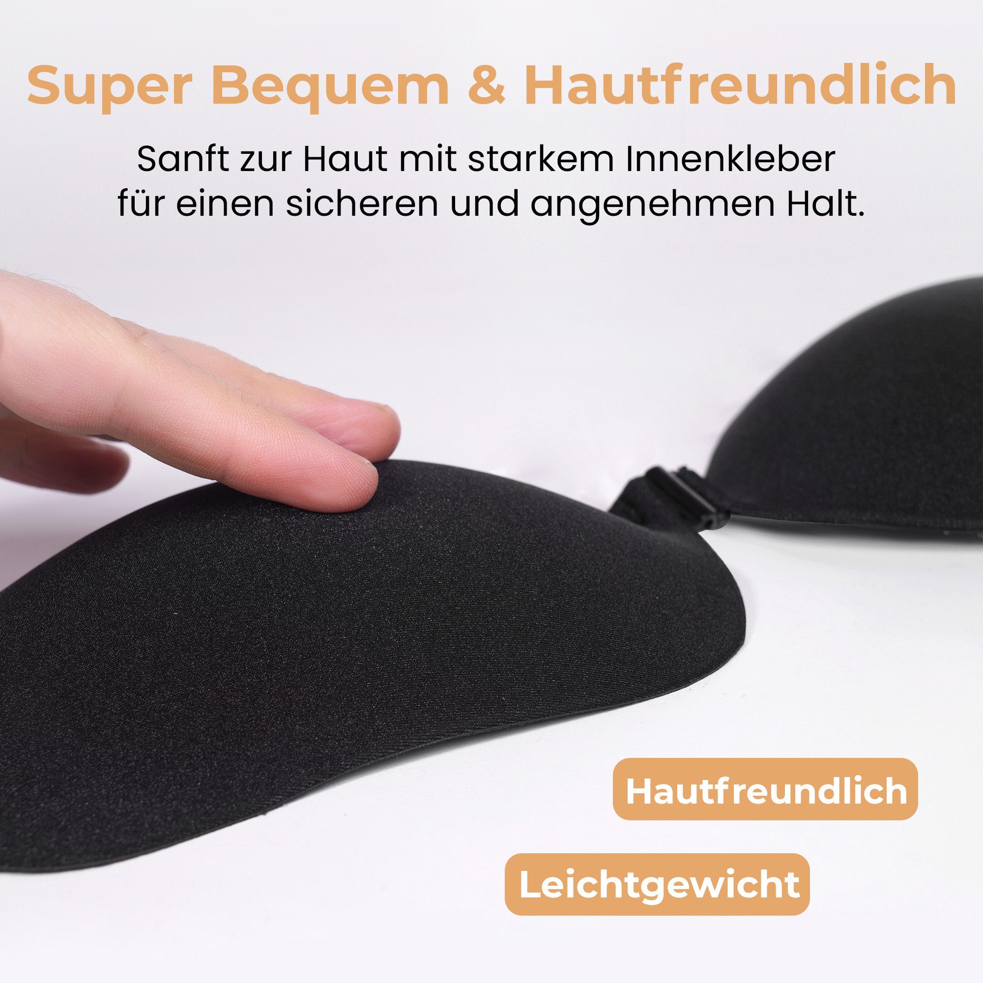Dilara Push-up-BH trägerlos & selbsthaftend - Unsichtbarer BH für rückenfreie Outfits Atmungsaktiv & wiederverwendbar, dabei sicher & sanft zur Haut