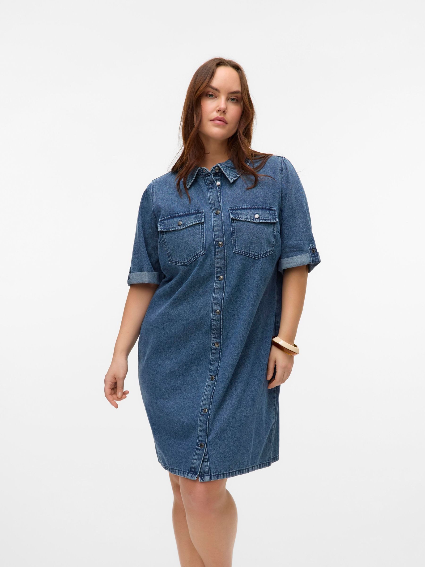 Vero Moda Curve Jeanskleid VMCJENNIE SS SHORT DENIM DRESS GA CUR günstig online kaufen