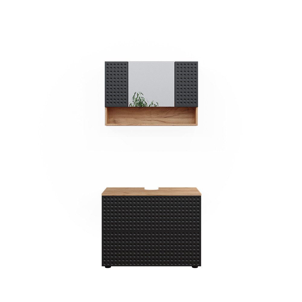 Vicco Badmöbel-Set Irma, Goldkraft Eiche/Anthrazit, 2 günstig online kaufen