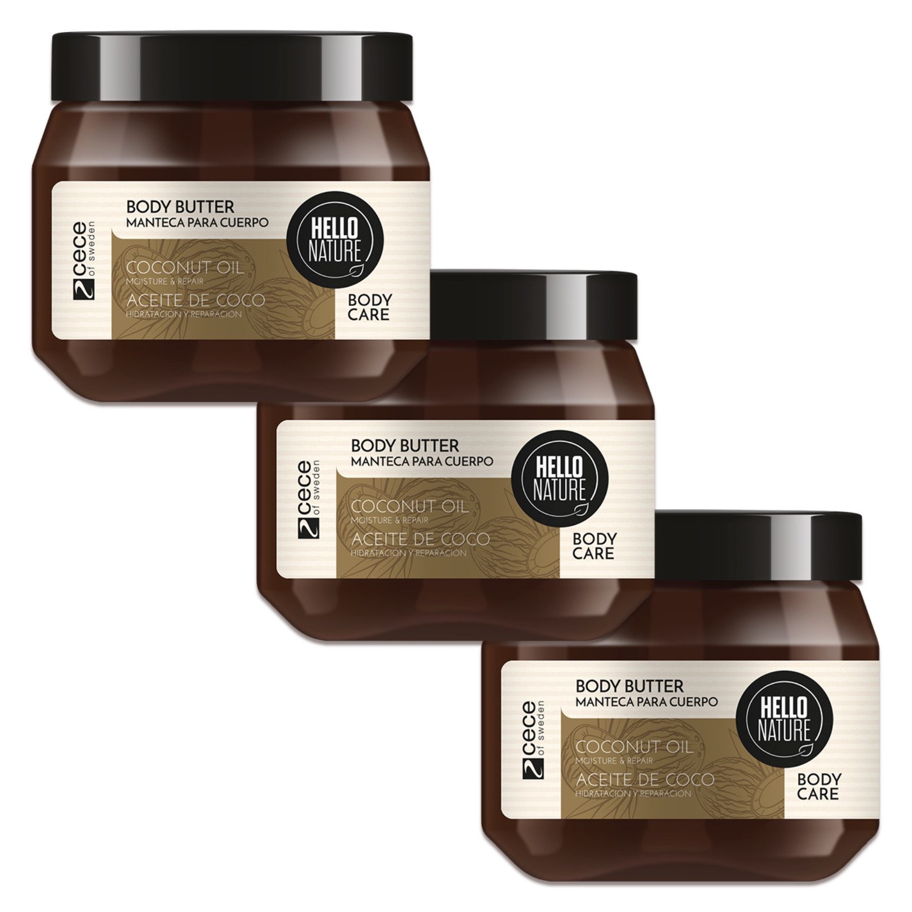 Hello Nature Körperbutter Body Butter Körpercreme Kokosnussöl Kaltgepresst BIO Rein Natürlich, 3-tlg., Körpercreme, Körperbutter, Tagescreme, Hautpflege