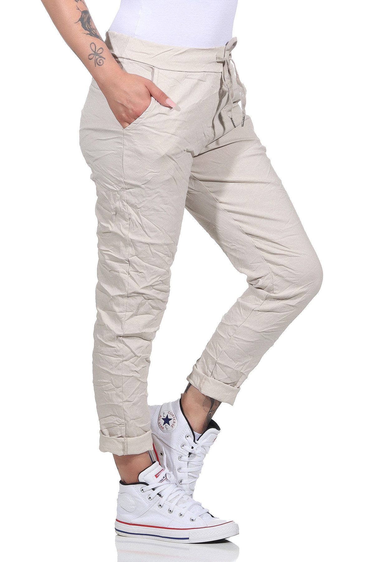 CLEO STYLE Jogginghose Damen Jogginghose 8115 36-40 Beige – Bild 4 von 5