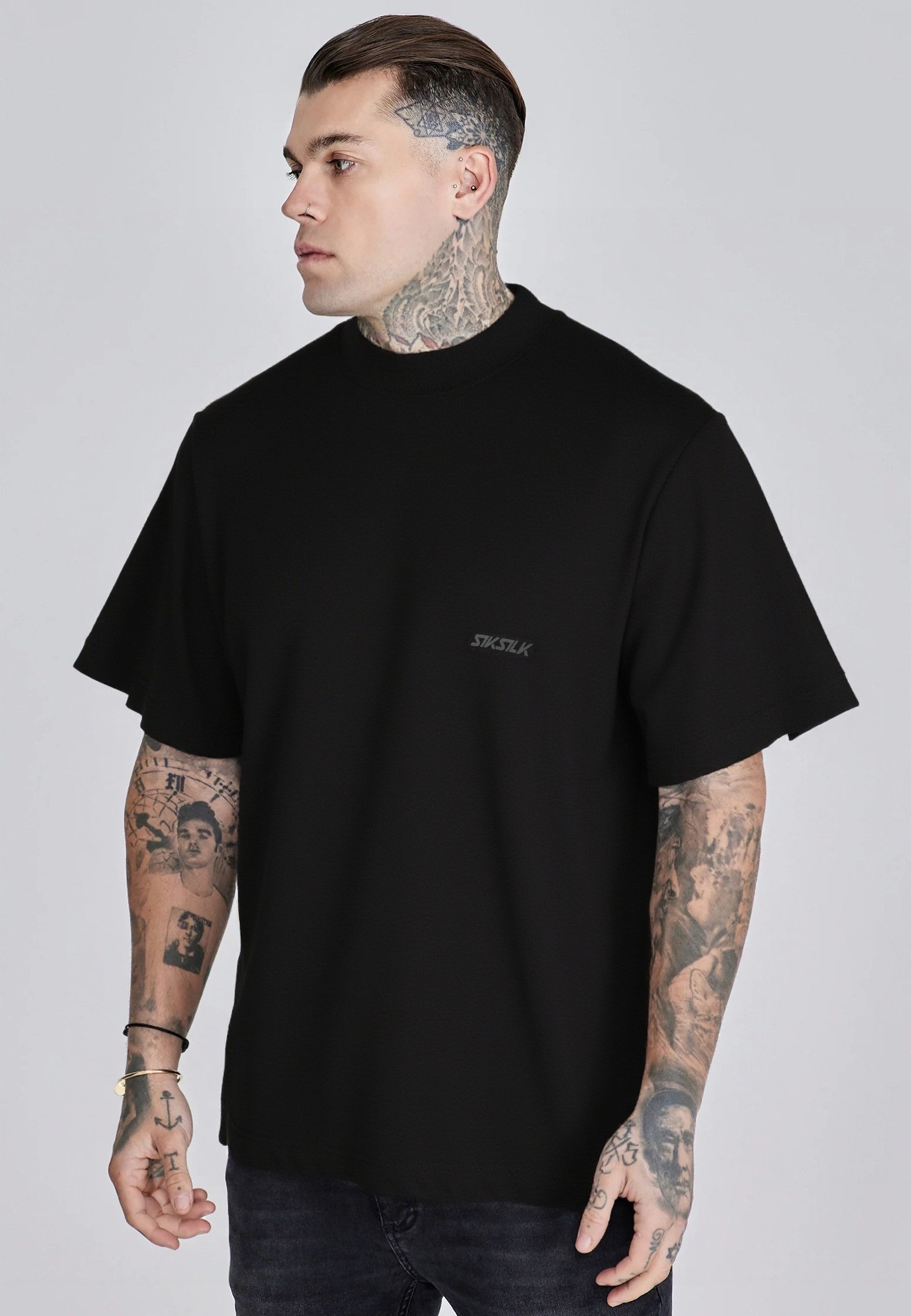 T-Shirt SikSilk Herren Schwarz Graphic T-Shirt