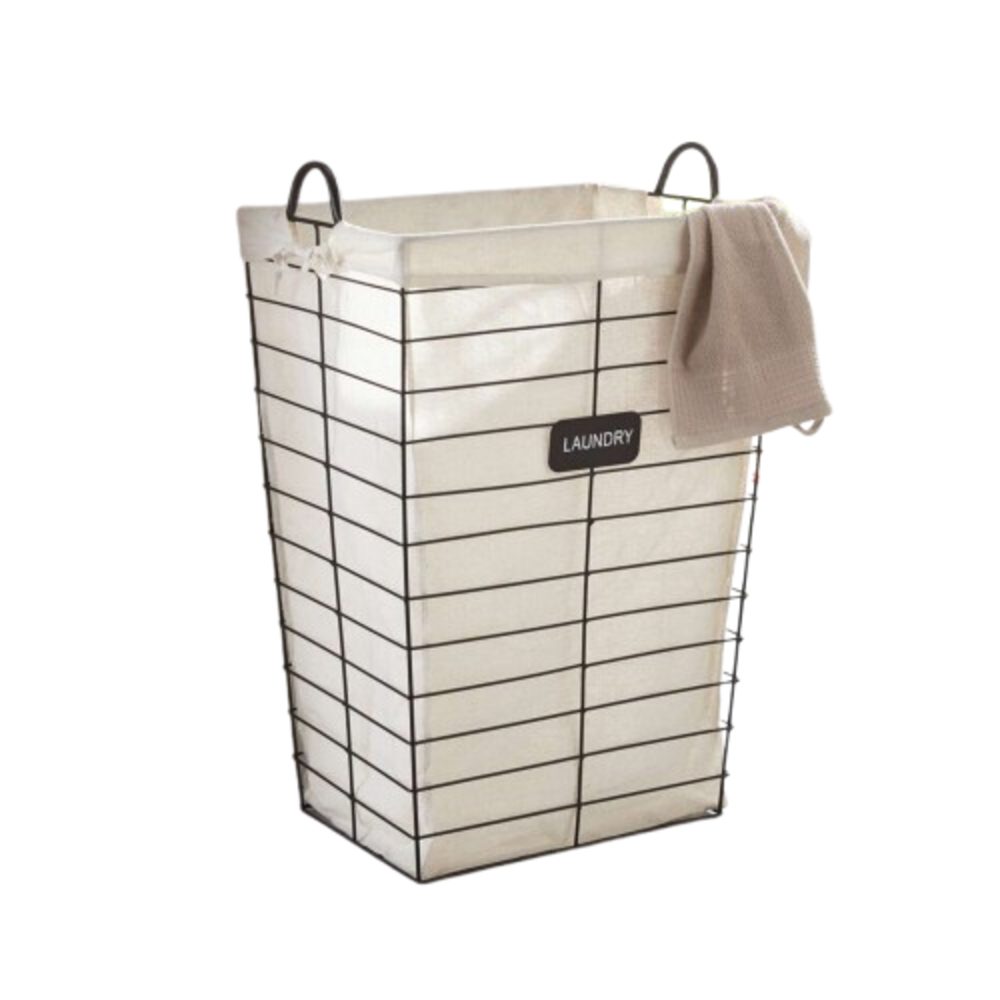 Home-trends24.de Wäschekorb Metall Wäschekorb Elegant Корзины для белья Korb Beige Modern 61 cm