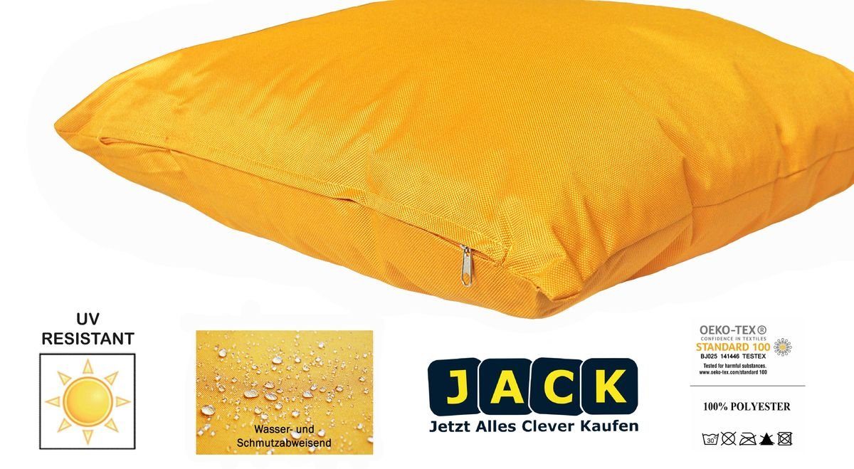 JACK Dekokissen 2x Outdoor Lounge mit Füllung geeignet Innen Wasserfest, Dekokissen Außen Robust, 45x45cm für & Kissen Strapazierfähig, mit Set Gold Lotus-Effekt